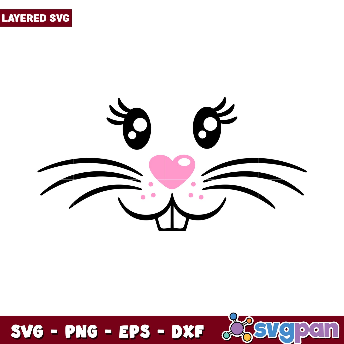 Cute Bunny Face SVG Design, perfect for Easter projects and crafts