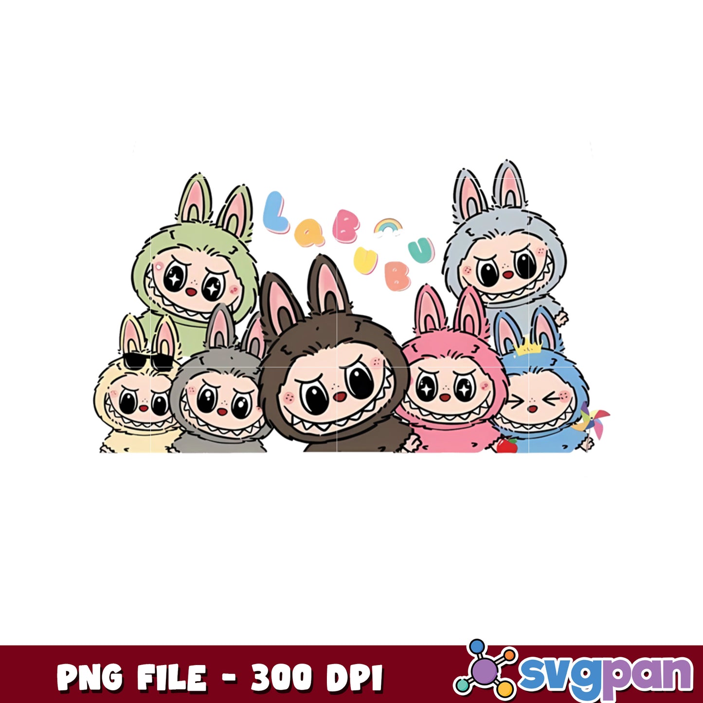 Cute Bunny Gang PNG 300 DPI Instant Download