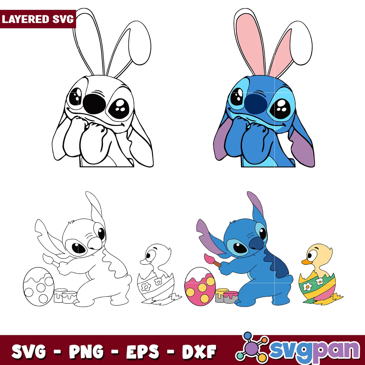 Cute Bunny Stitch SVG Bundle for Crafting Fun