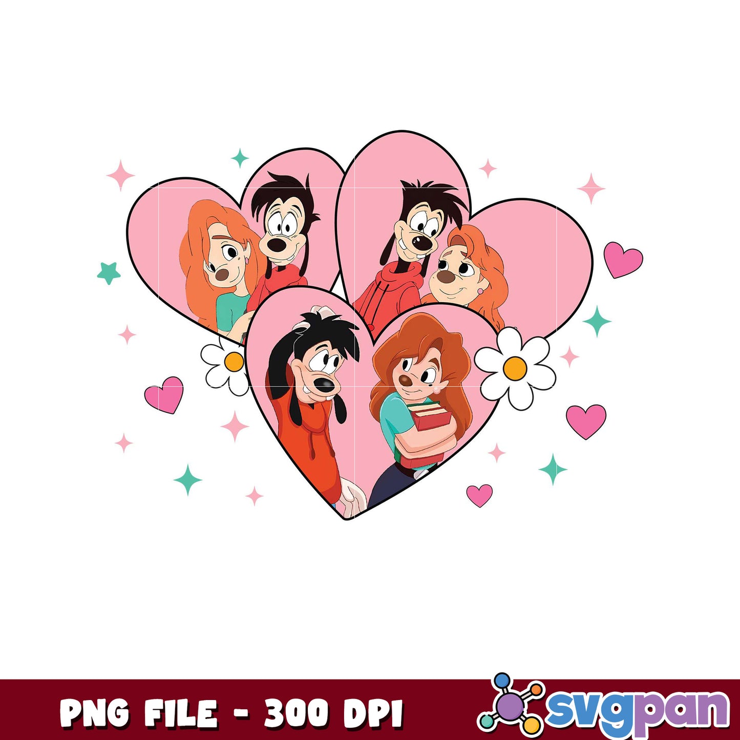 Cute Cartoon Characters in Heart Shapes, Perfect for Gifts