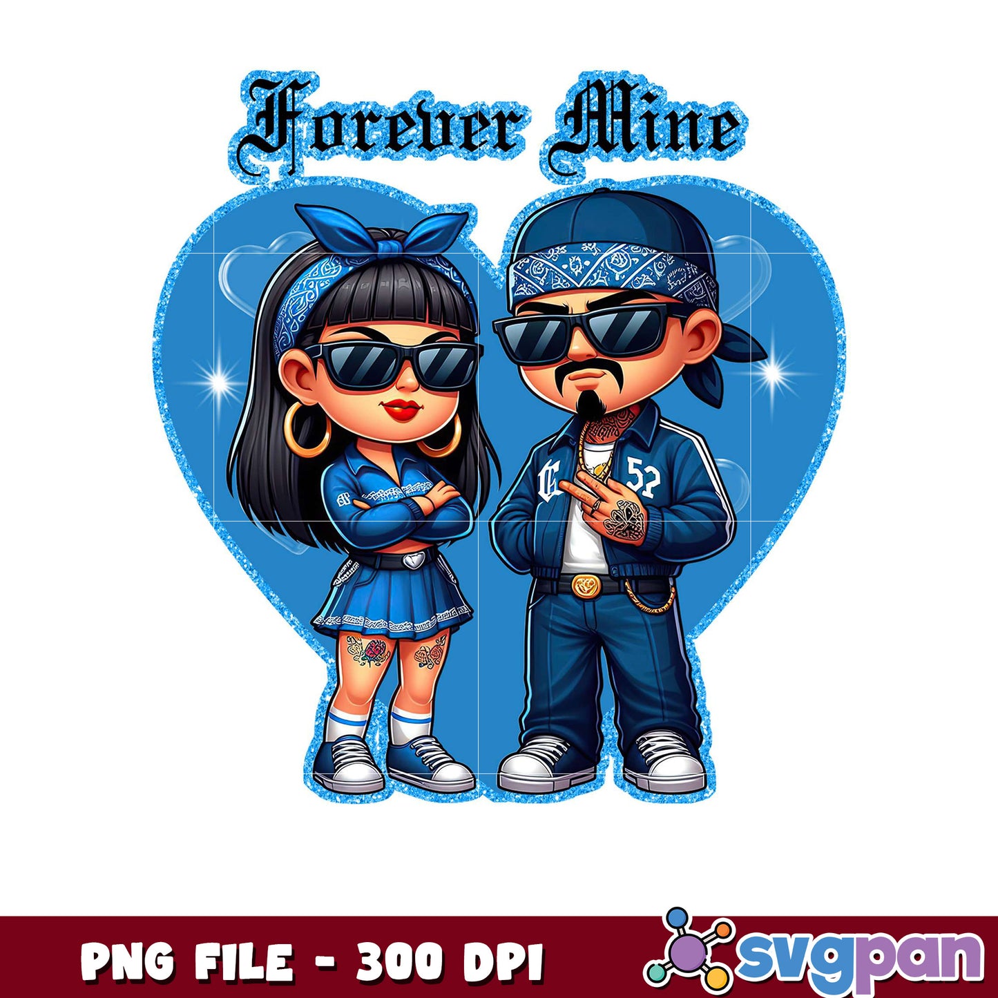 Cute Couple Graphic Design PNG File, Perfect for Gifts