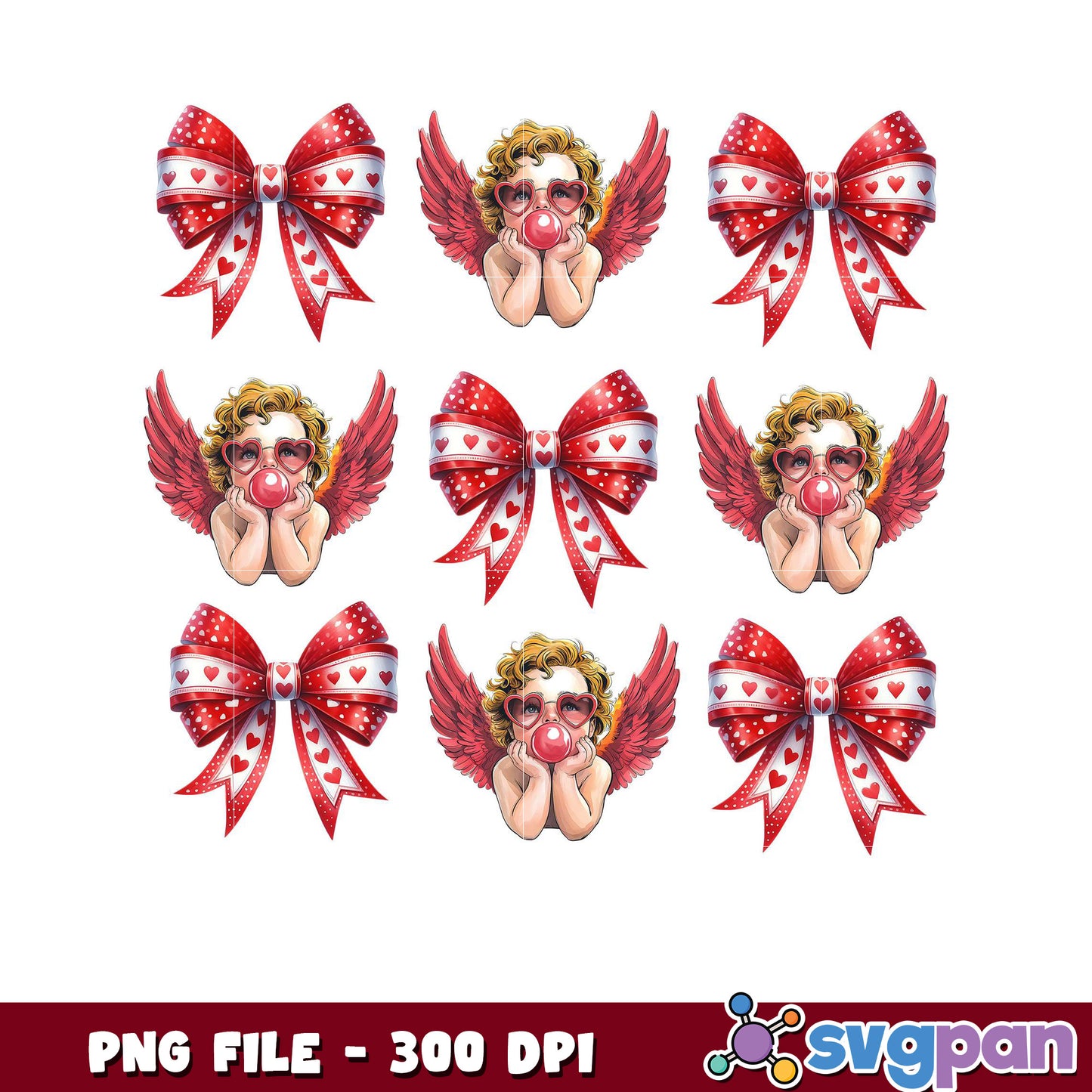 Cute Cupid with Bows, High Quality PNG for Crafts
