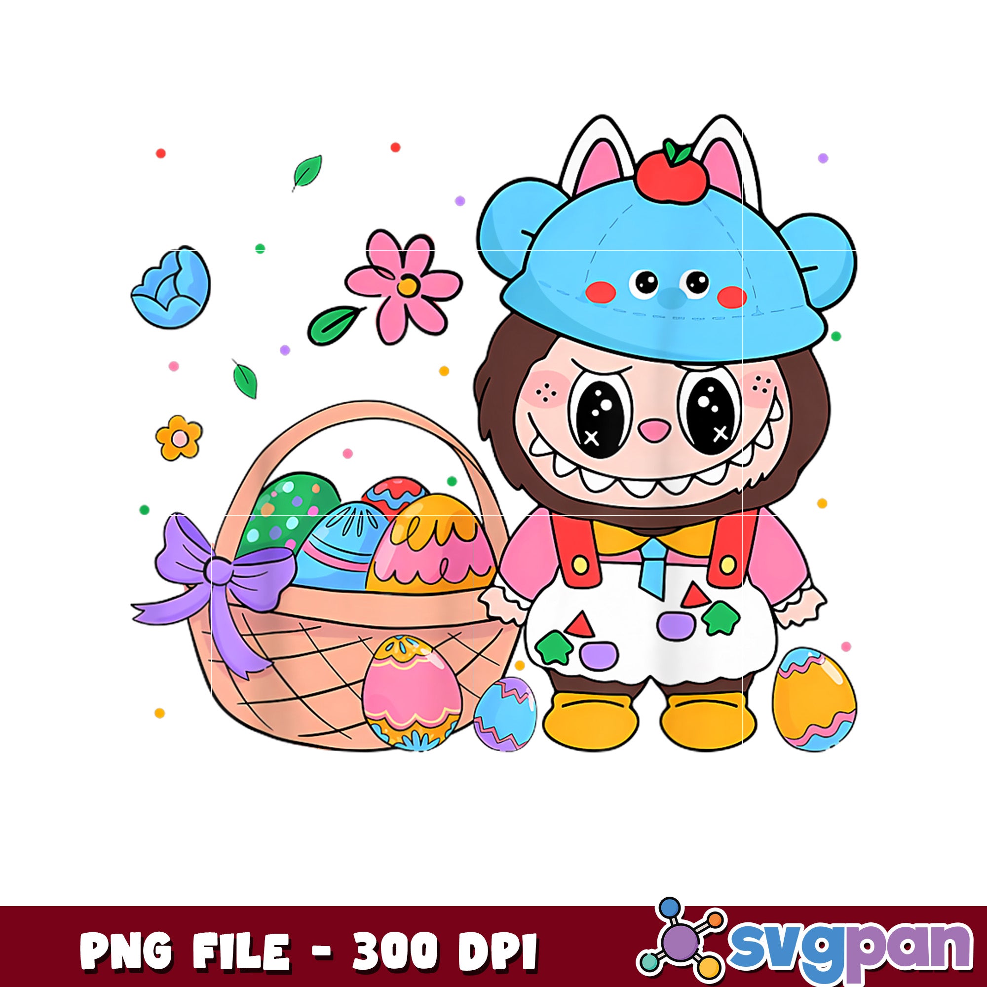 Cute Easter Bunny PNG 300 DPI - Easter Egg Basket – svgpan