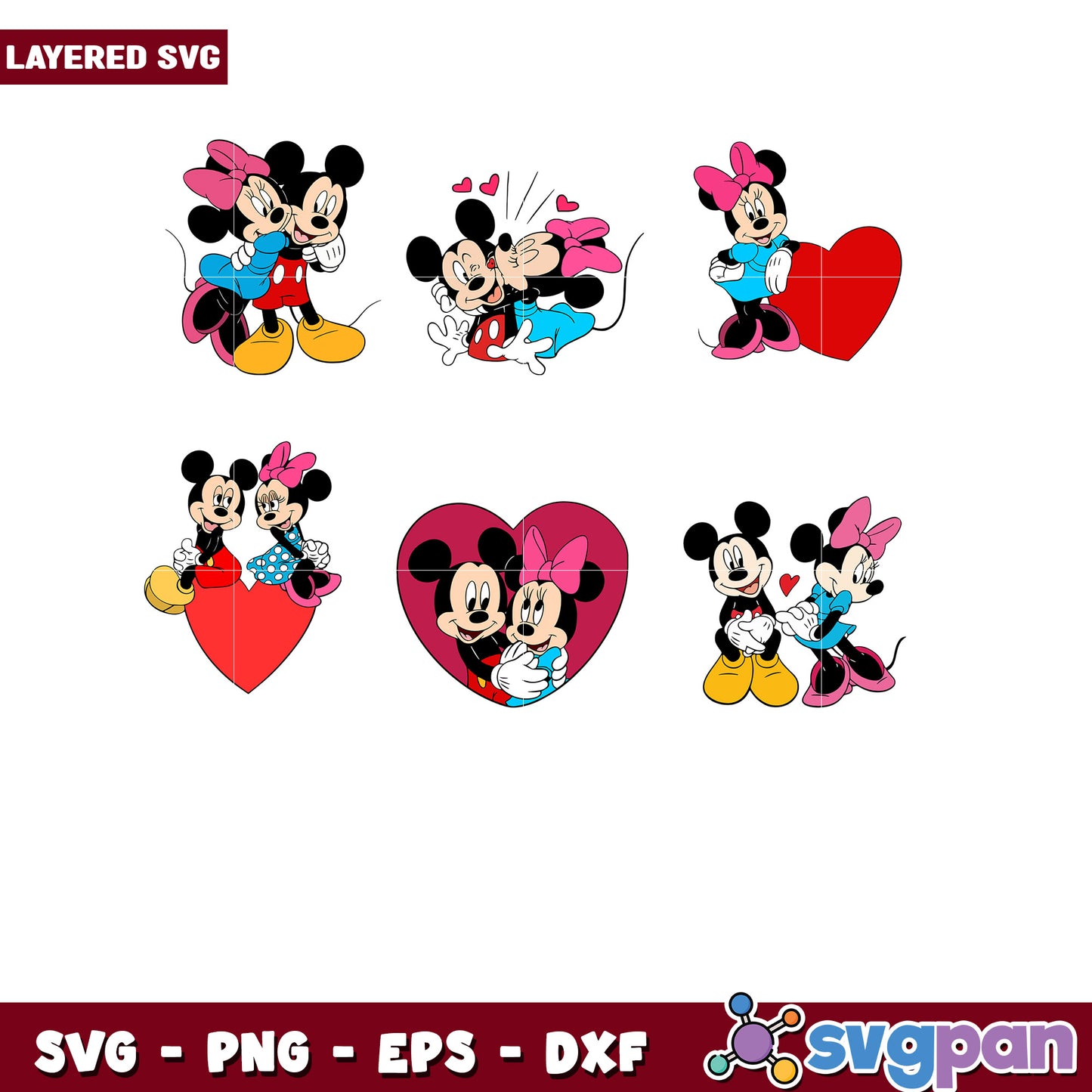 Cute Mickey and Minnie Mouse SVG Bundle for Crafts