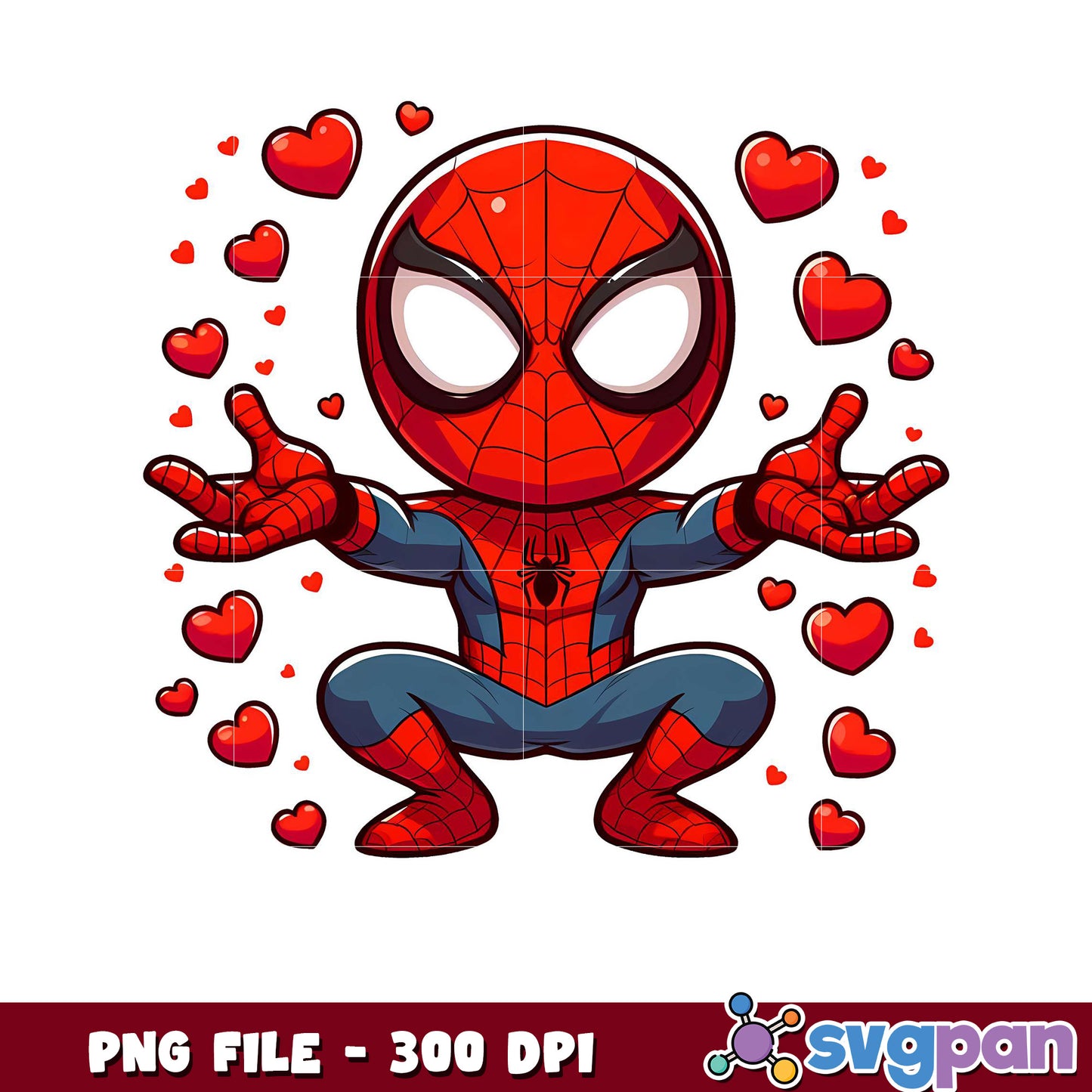 Cute Spider Man PNG design for Valentine’s Day gifts, high quality 300 DPI download