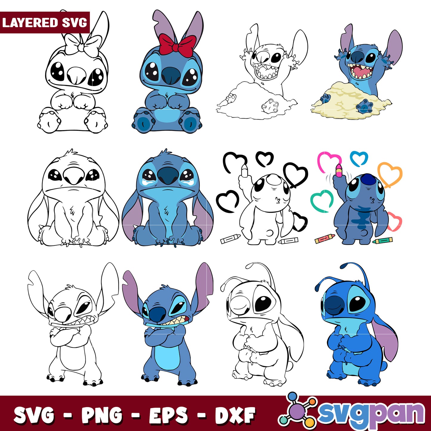 Cute Stitch Bundle SVG for Crafting Projects