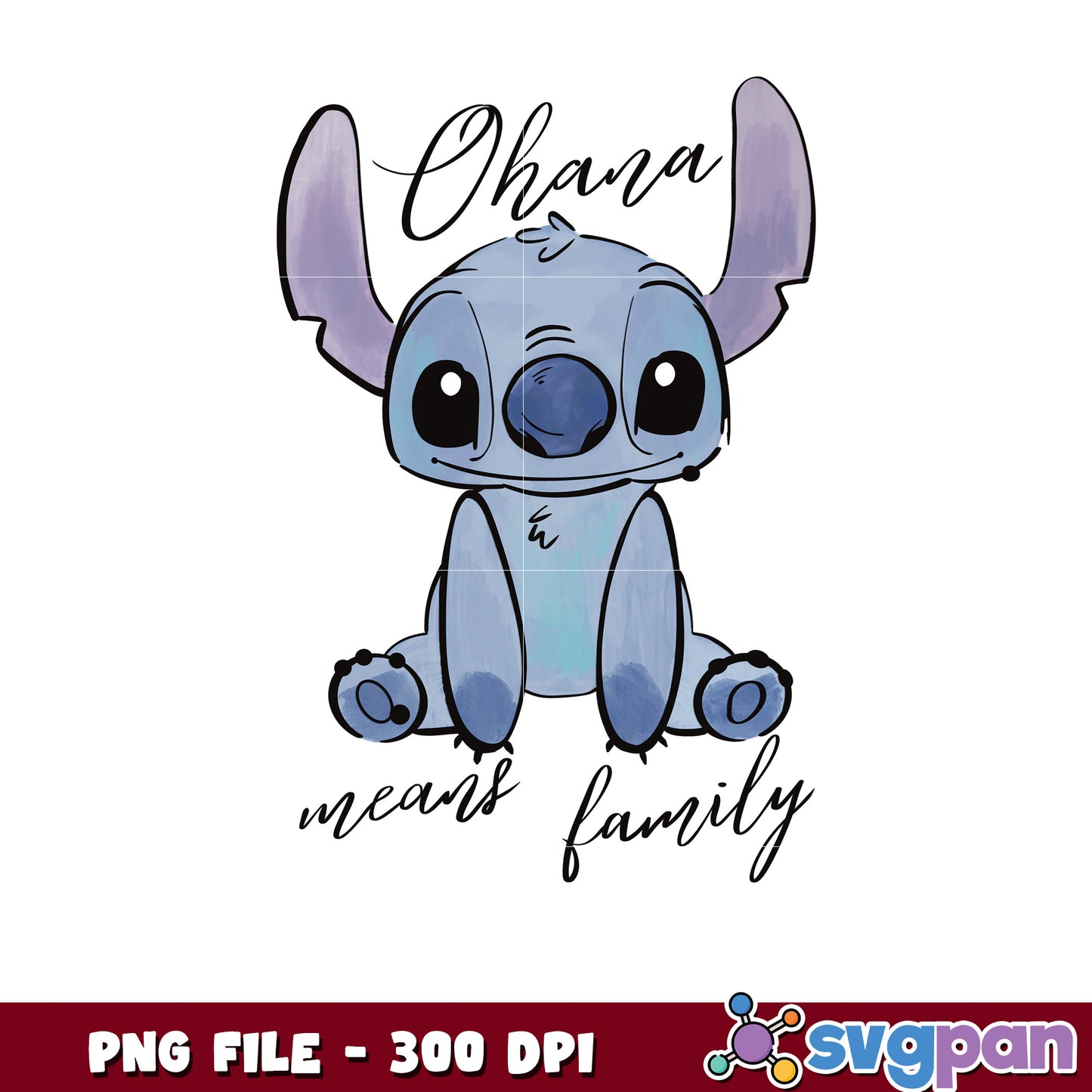 Cute Stitch Ohana Means Family PNG Art Printable Design