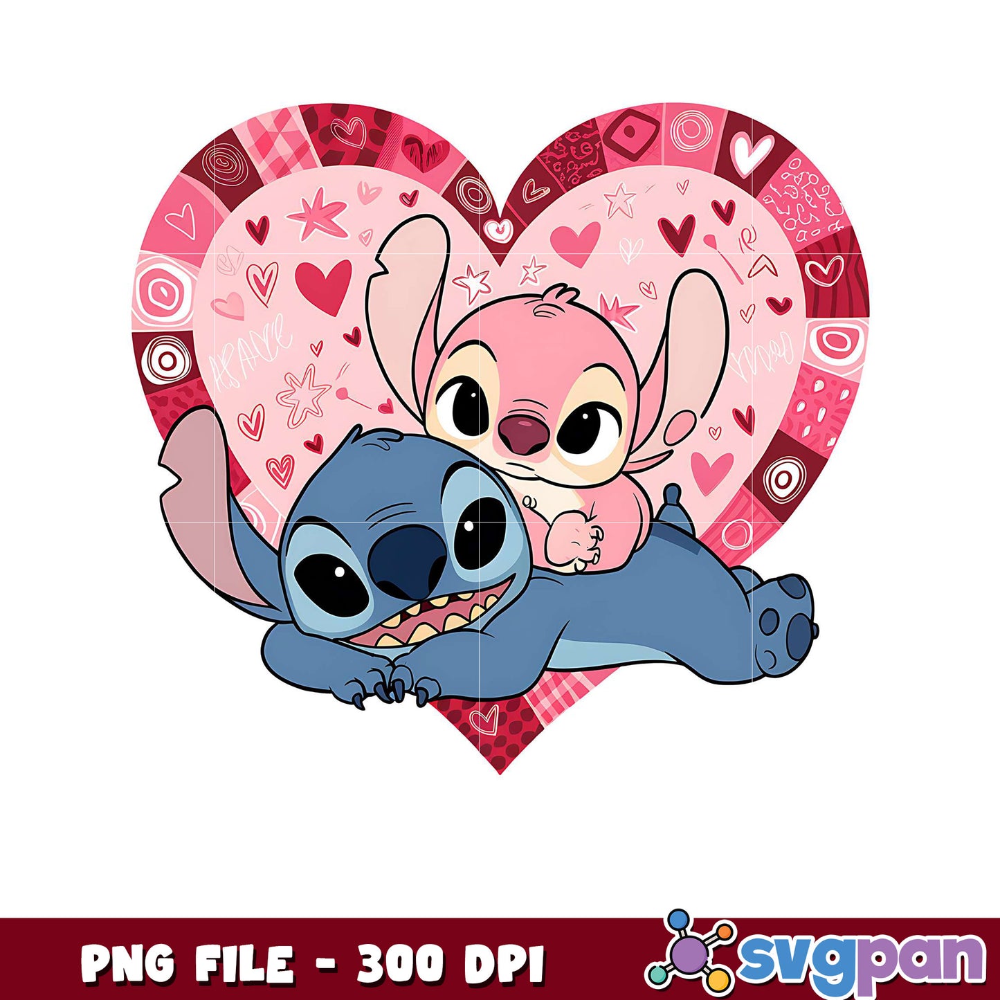 Cute Stitch and Angel PNG design, perfect for prints and gifts