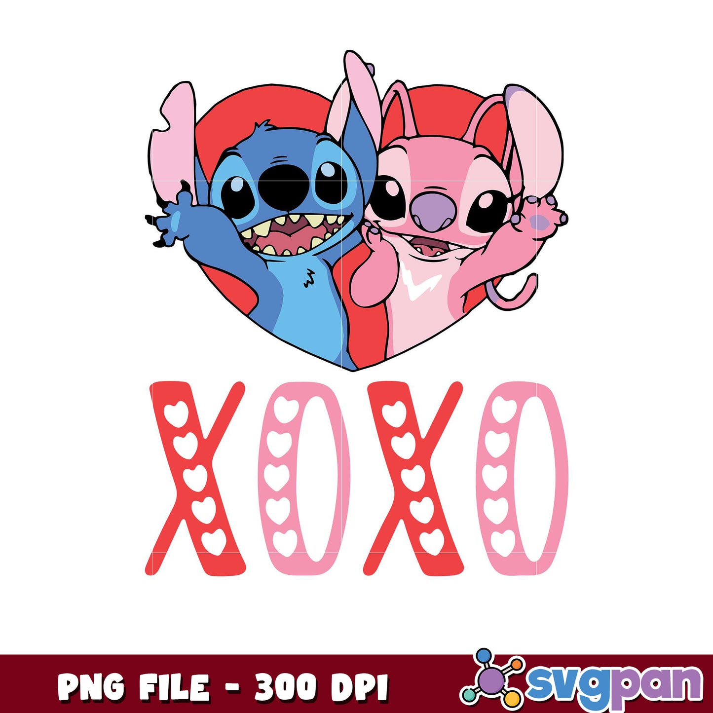 Cute Stitch and Angel PNG design for lovers, perfect gift idea