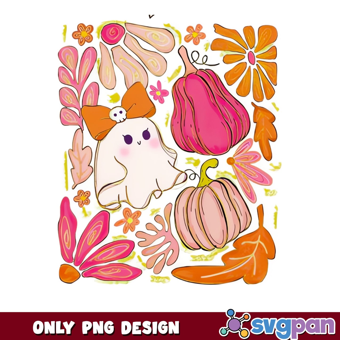 Cute Ghost Halloween PNG, Boho Pumpkin Fall PNG, Halloween PNG