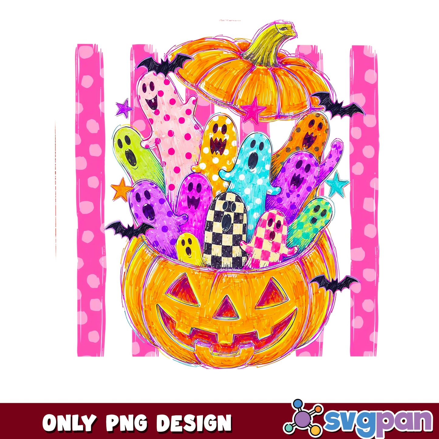 Cute Ghost Pumpkin Halloween PNG, Spooky Ghost PNG, Halloween PNG