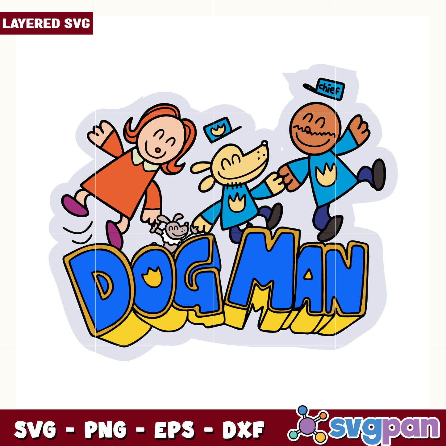 Cute and funny dog man cartoon svg, dog man comic svg, pilkey universe characters svg