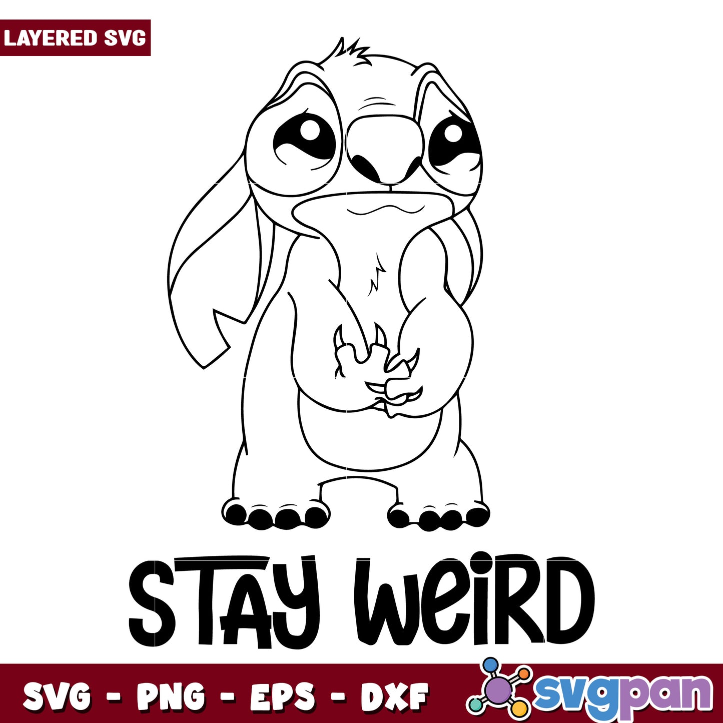 Cute and poor stitch stay weird svg, cute stitch svg, lilo and stitch movie png