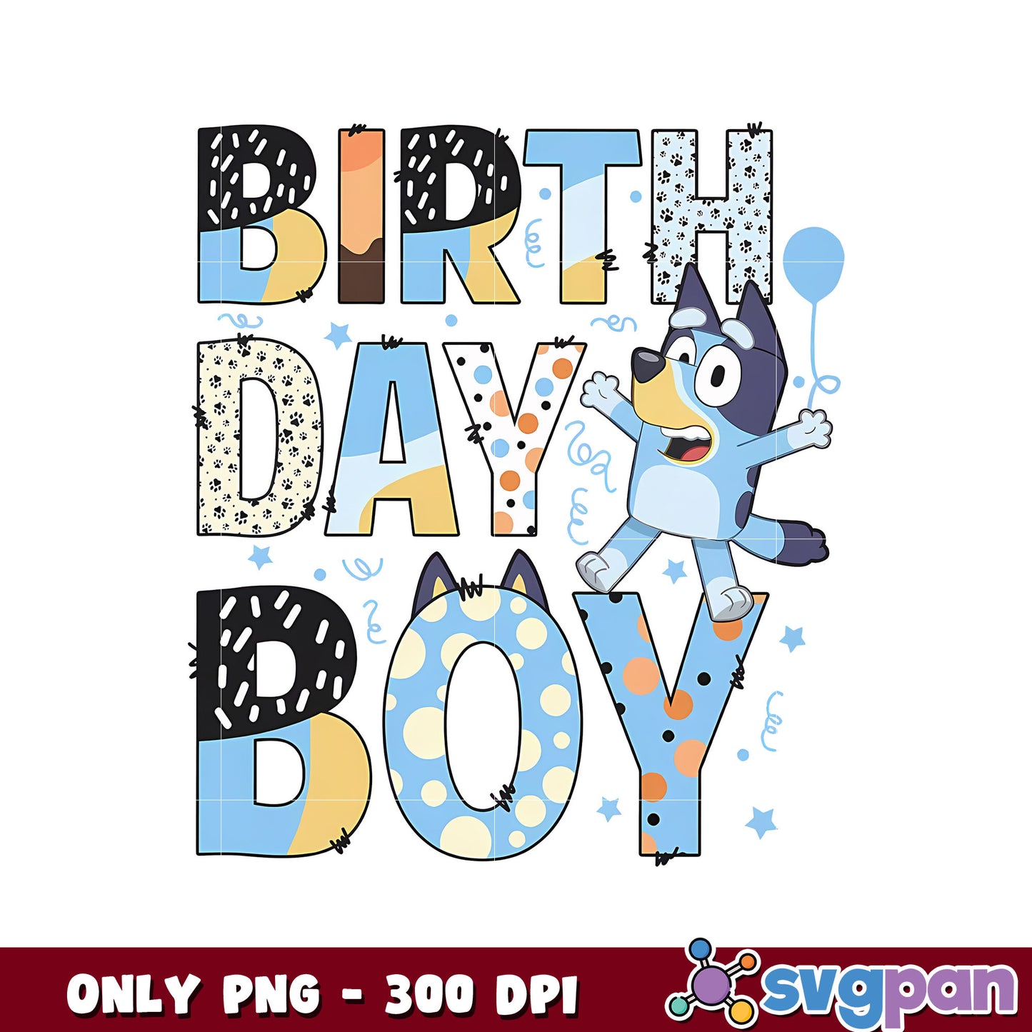 Cute birthday boy bluey cartoon png, bluey birthday party png