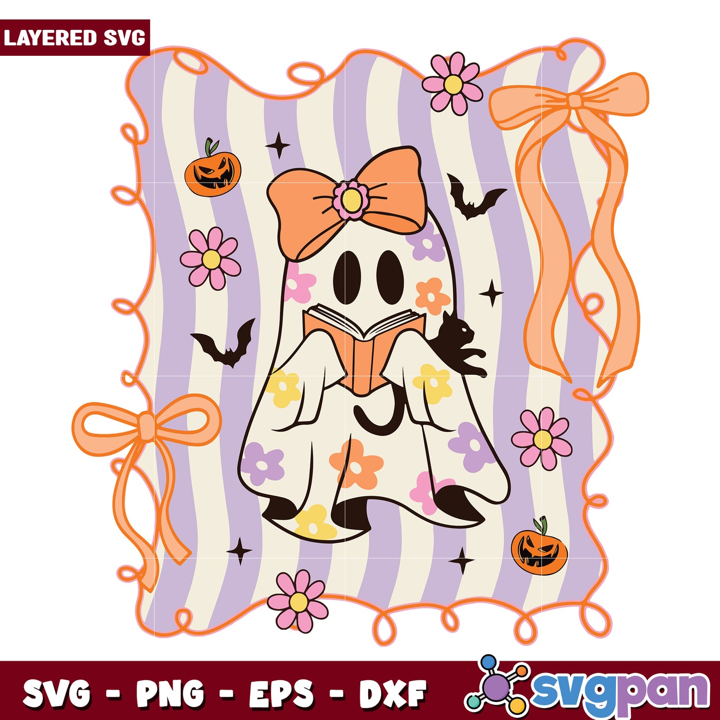 Cute ghost halloween svg, spooky season svg, halloween vacation svg