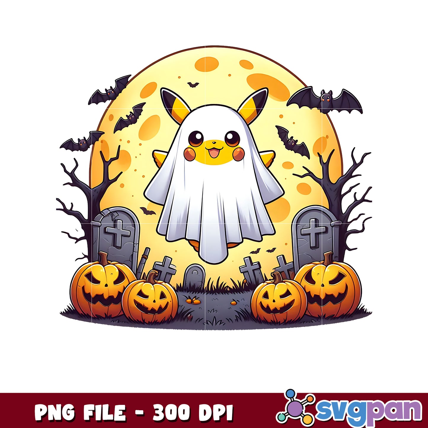 Cute ghoul pikachu png, happy halloween png, halloween pokemon png