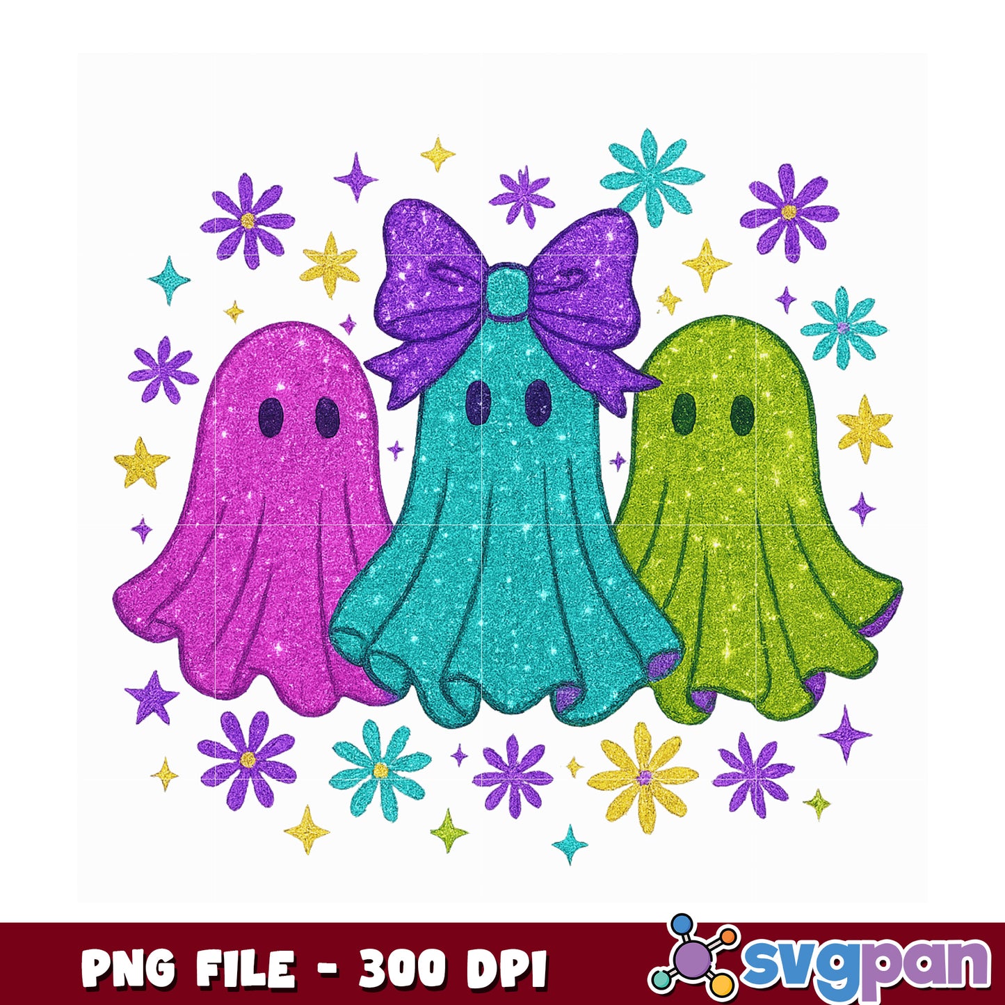 Cute ghouls design png, halloween season png, spooky halloween png