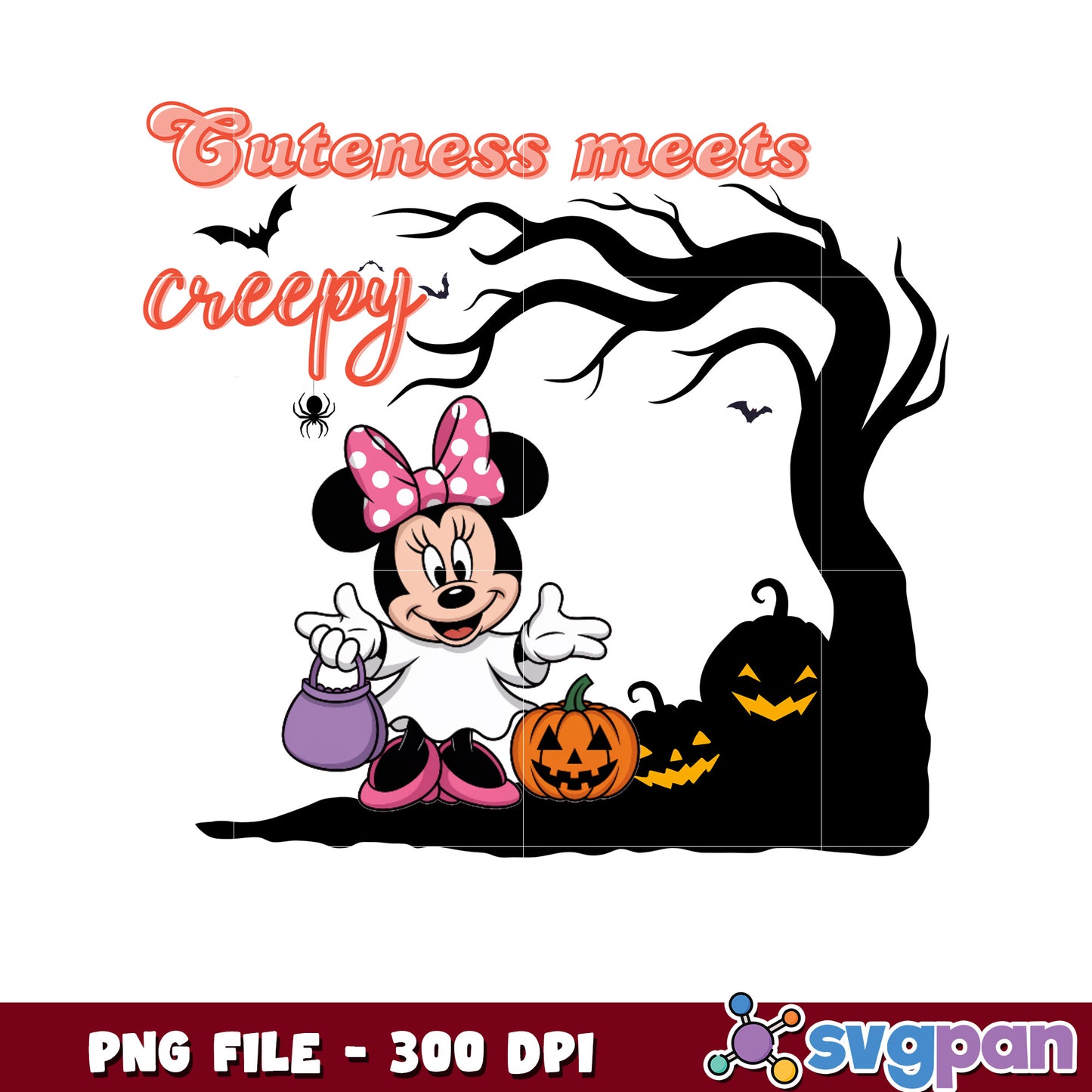 Cuteness meets creepy png, spooky halloween png, happy halloween png