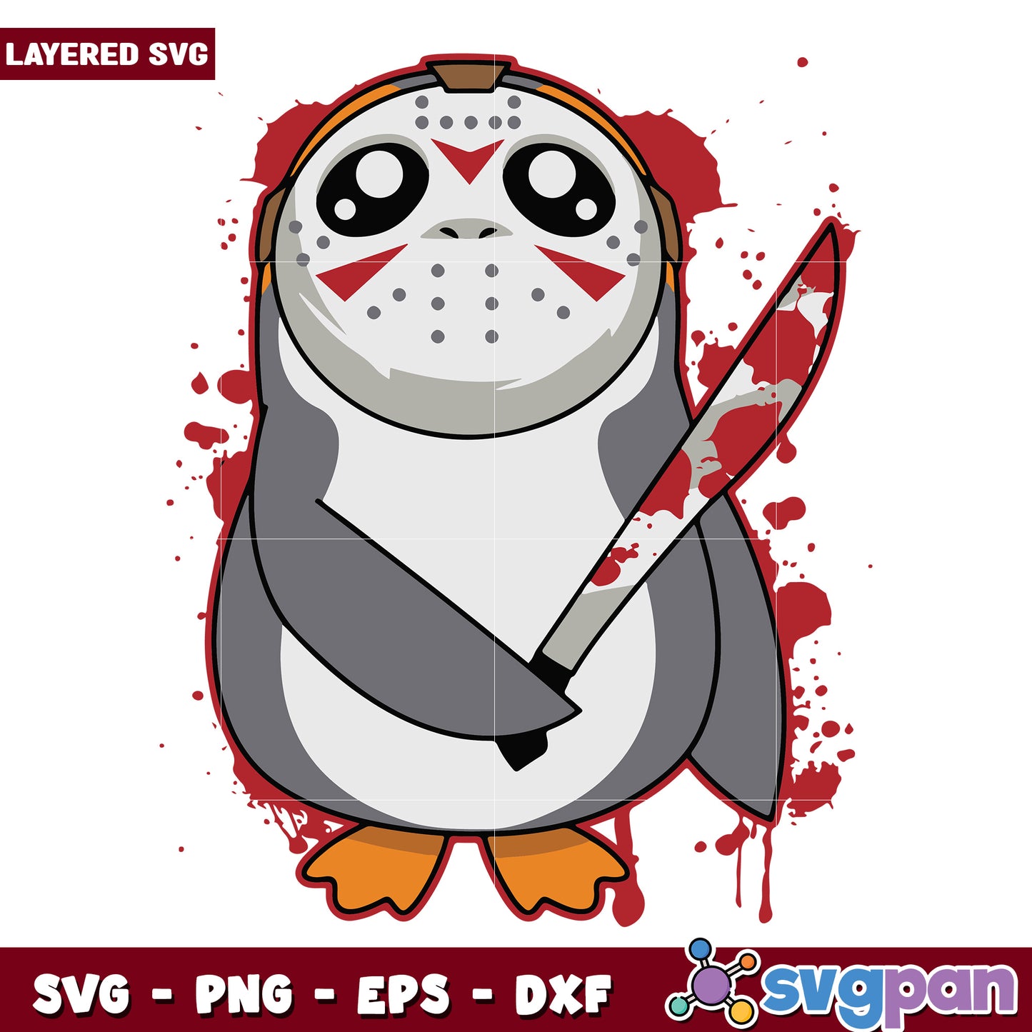 Cute penguin jason mask friday halloween svg, funny halloween svg, halloween fall svg