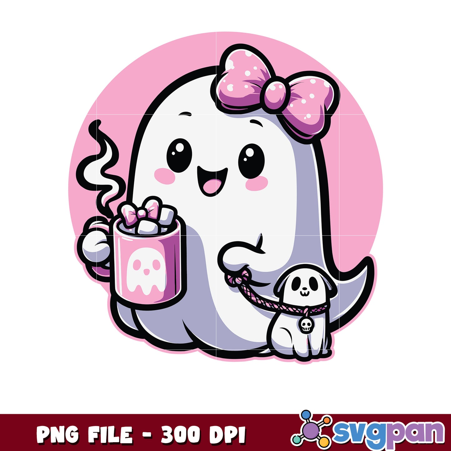 Cute pink ghost png, halloween cartoons png, happy halloween png