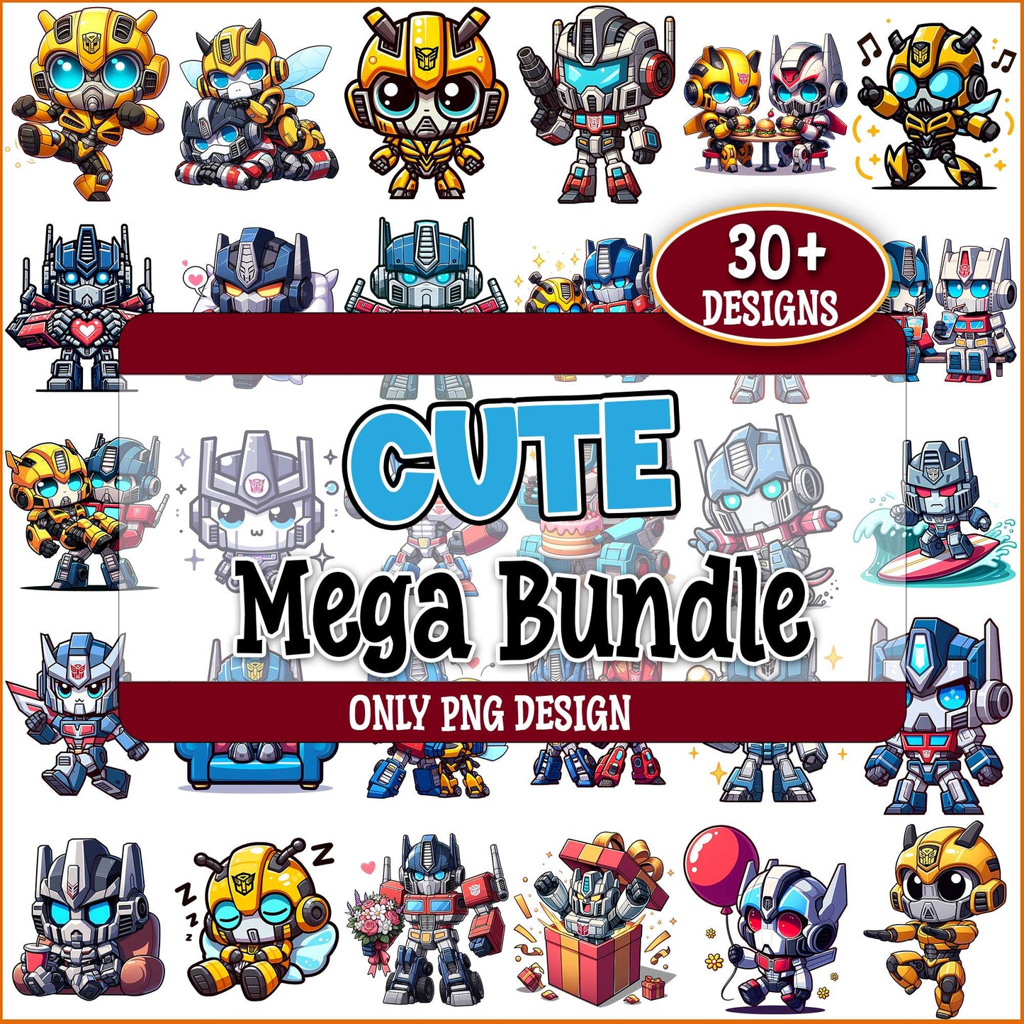 Cute transformers png bundle