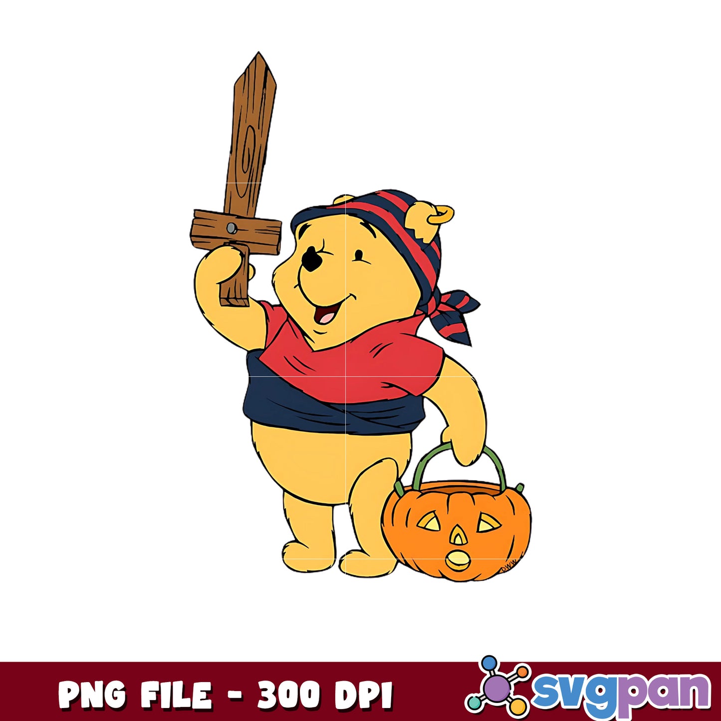 Cute winnie the pooh pirate png, spooky autumn png, fall season png