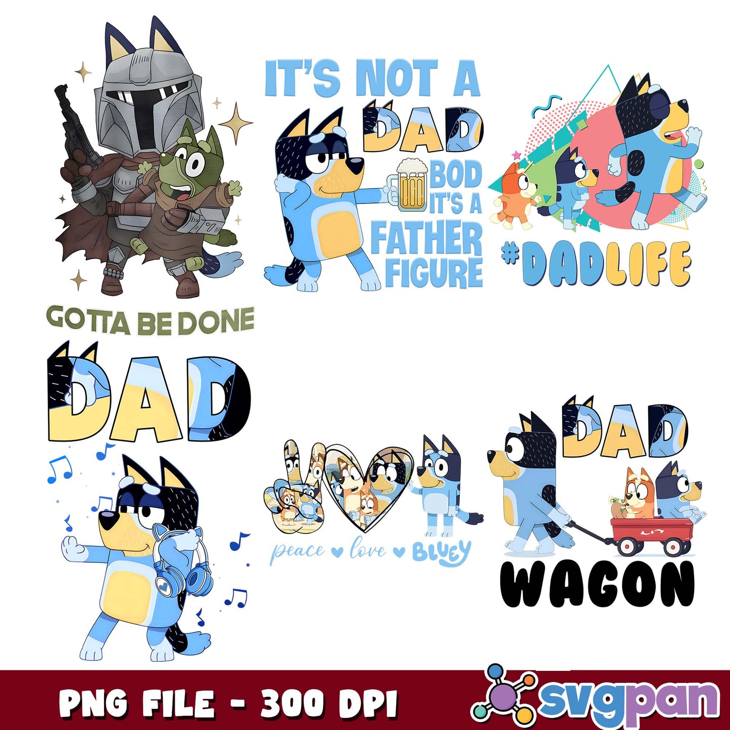 Dad wagon bluey png bundle