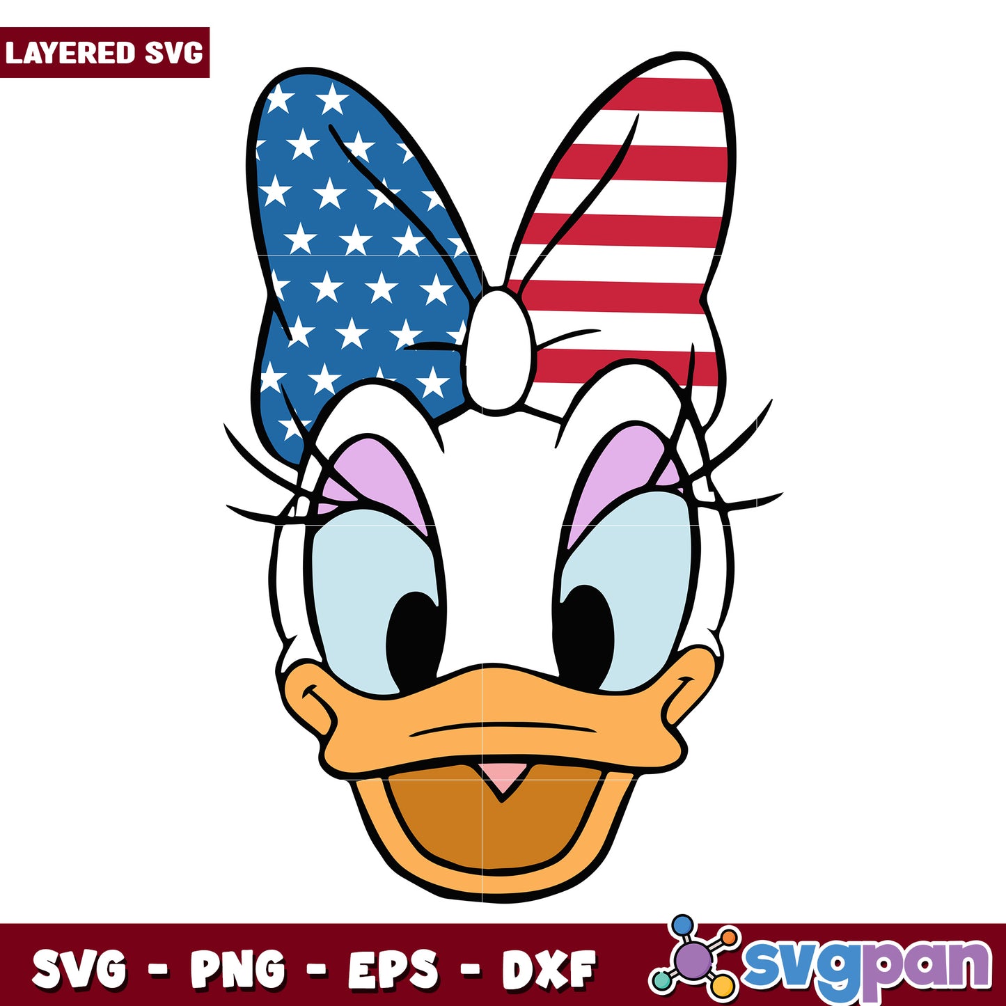 Daisy Duck USA Flag Bow SVG
