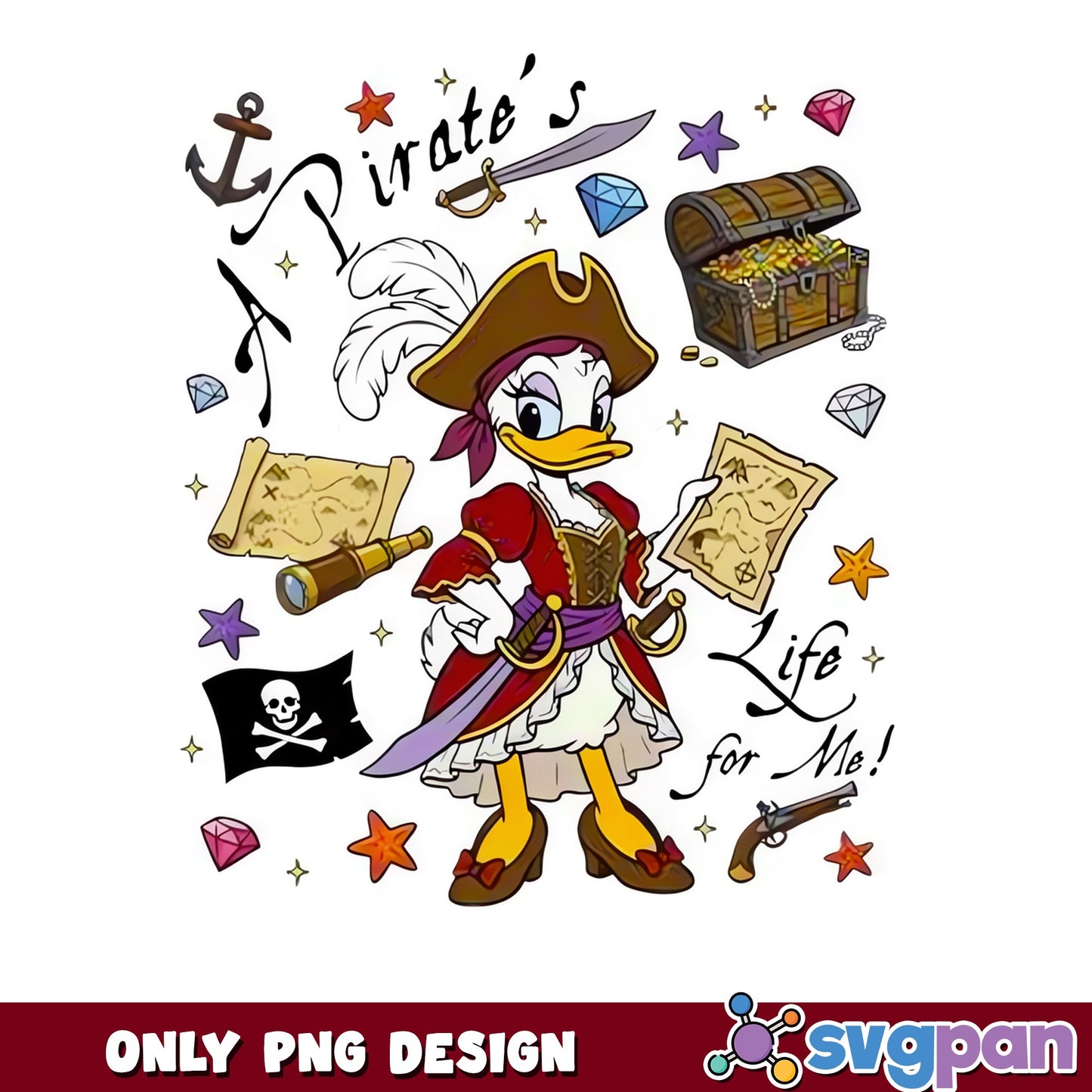 Daisy Duck Pirate PNG, Disney Pirate PNG, A Pirates Life For Me PNG