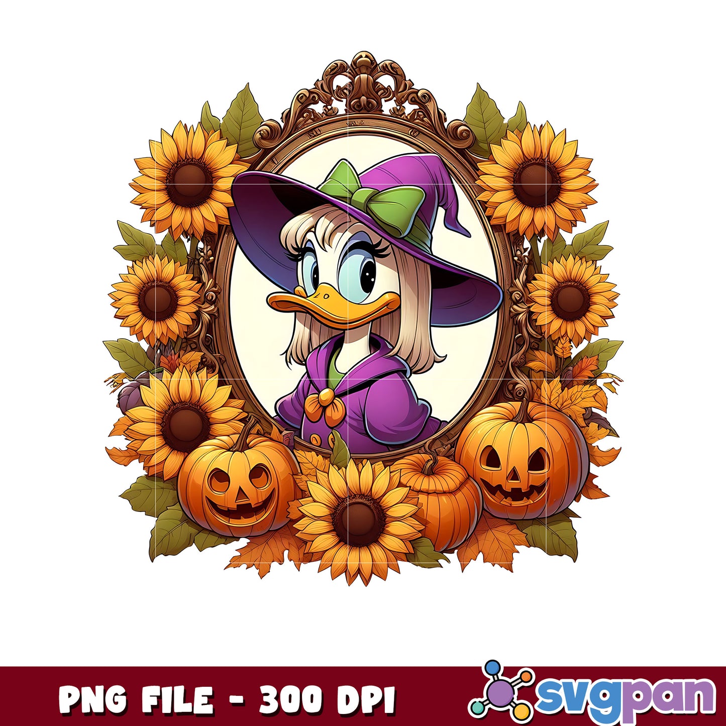 Daisy witch halloween flowers png, cartoon characters png, halloween png
