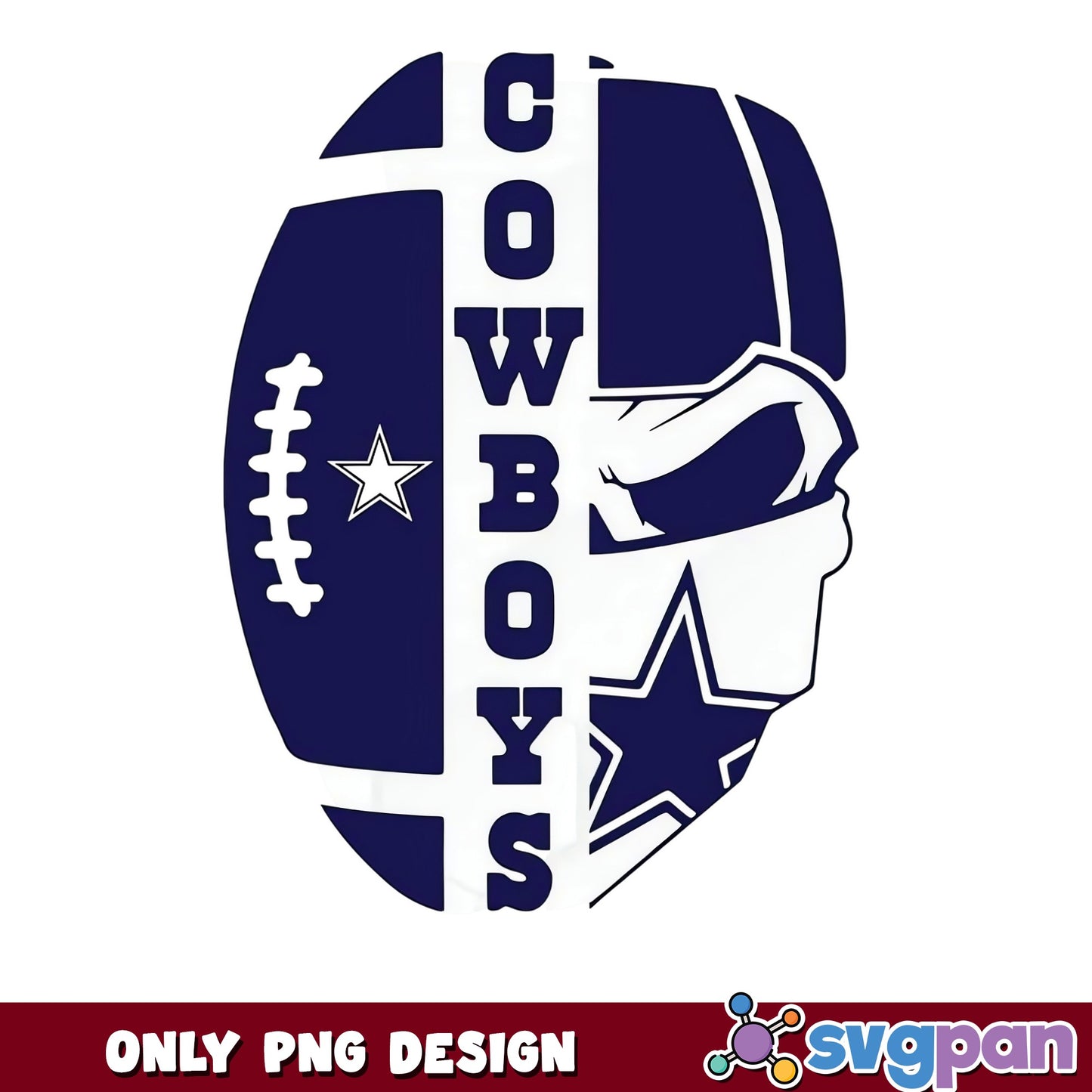 Dallas Cowboys Football Skull PNG, Cowboys NFL PNG, Football PNG