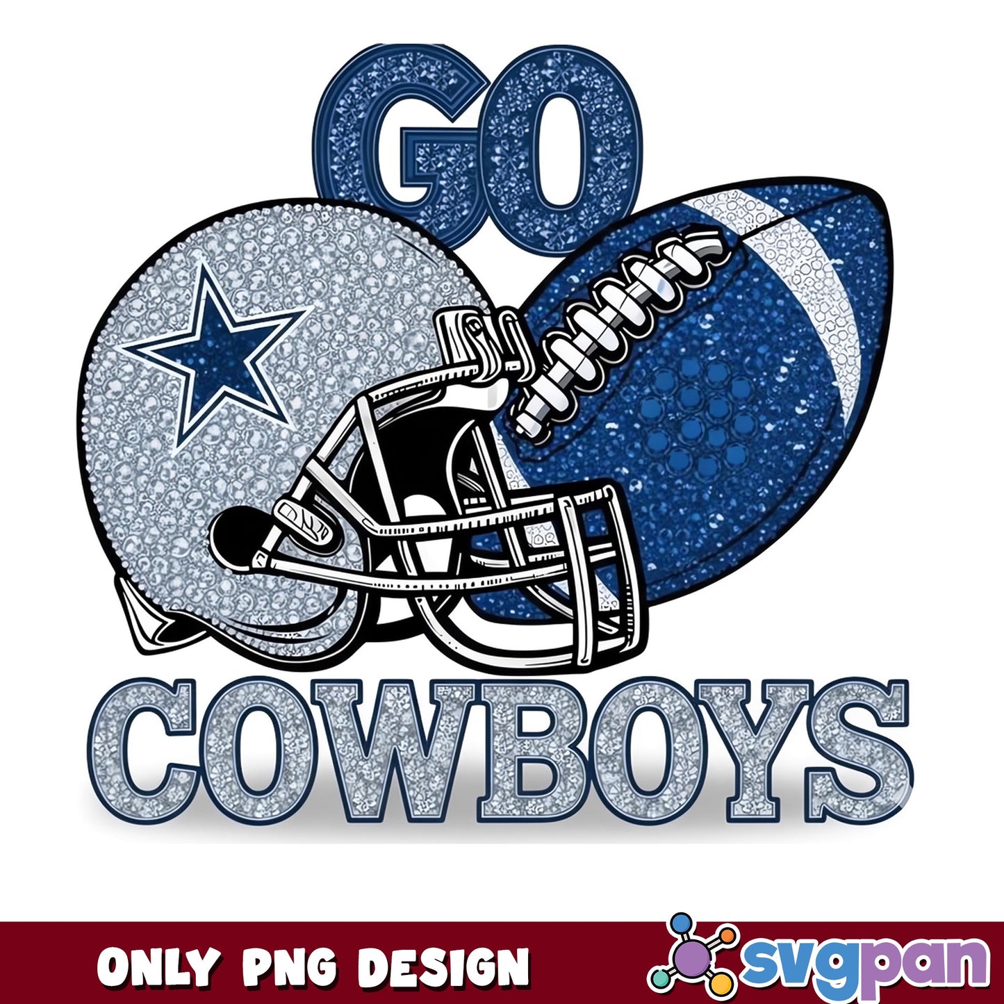 Dallas Cowboys Glitter PNG, Go Cowboys Football PNG, NFL Team PNG