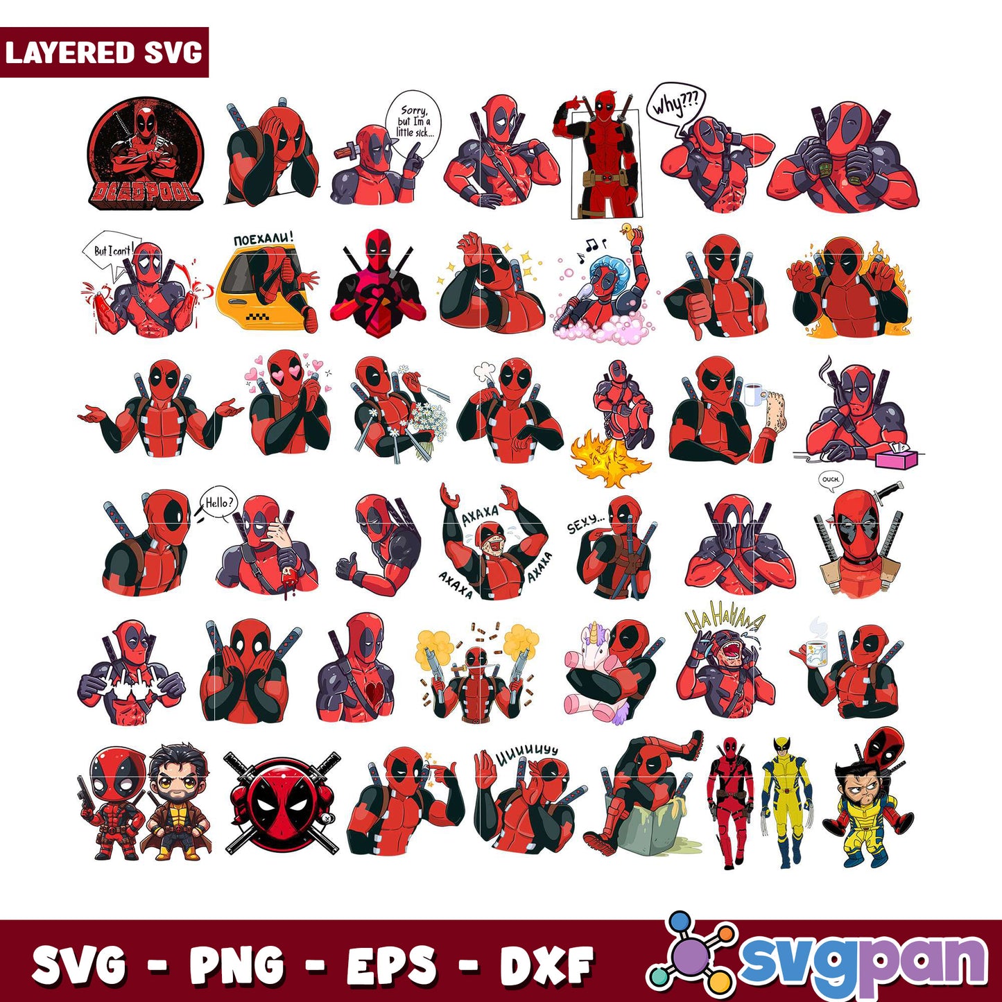 Deadpool SVG Bundle Layered Cut Files