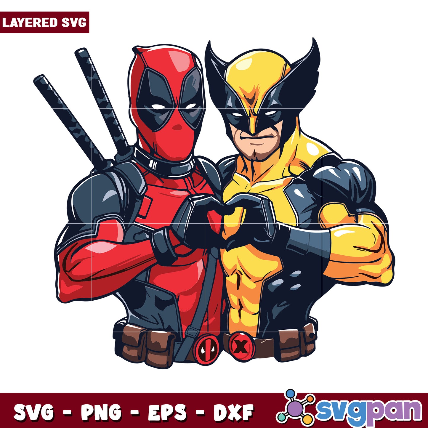 Deadpool and wolverine svg, marvel antiheroes design svg, superhero duo svg