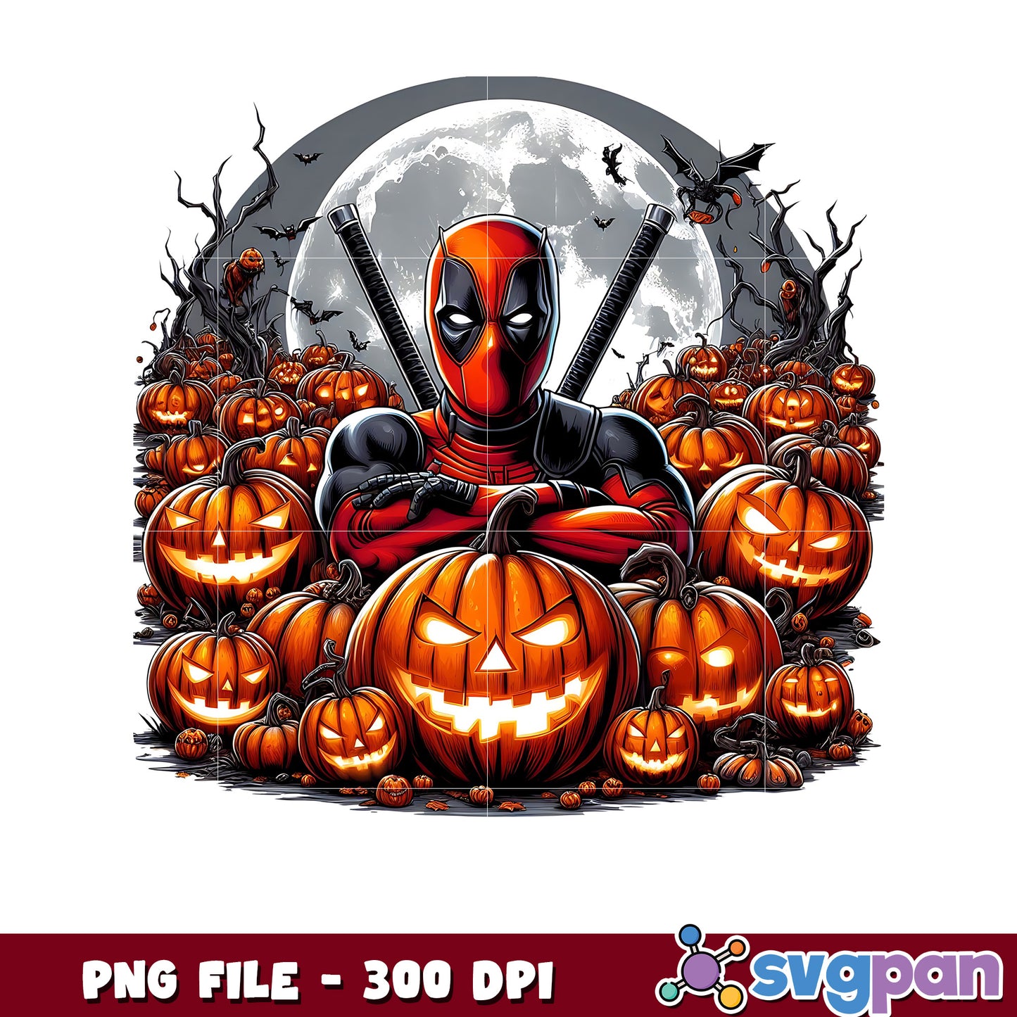 Deadpool halloween png, spooky characters png, avengers halloween png