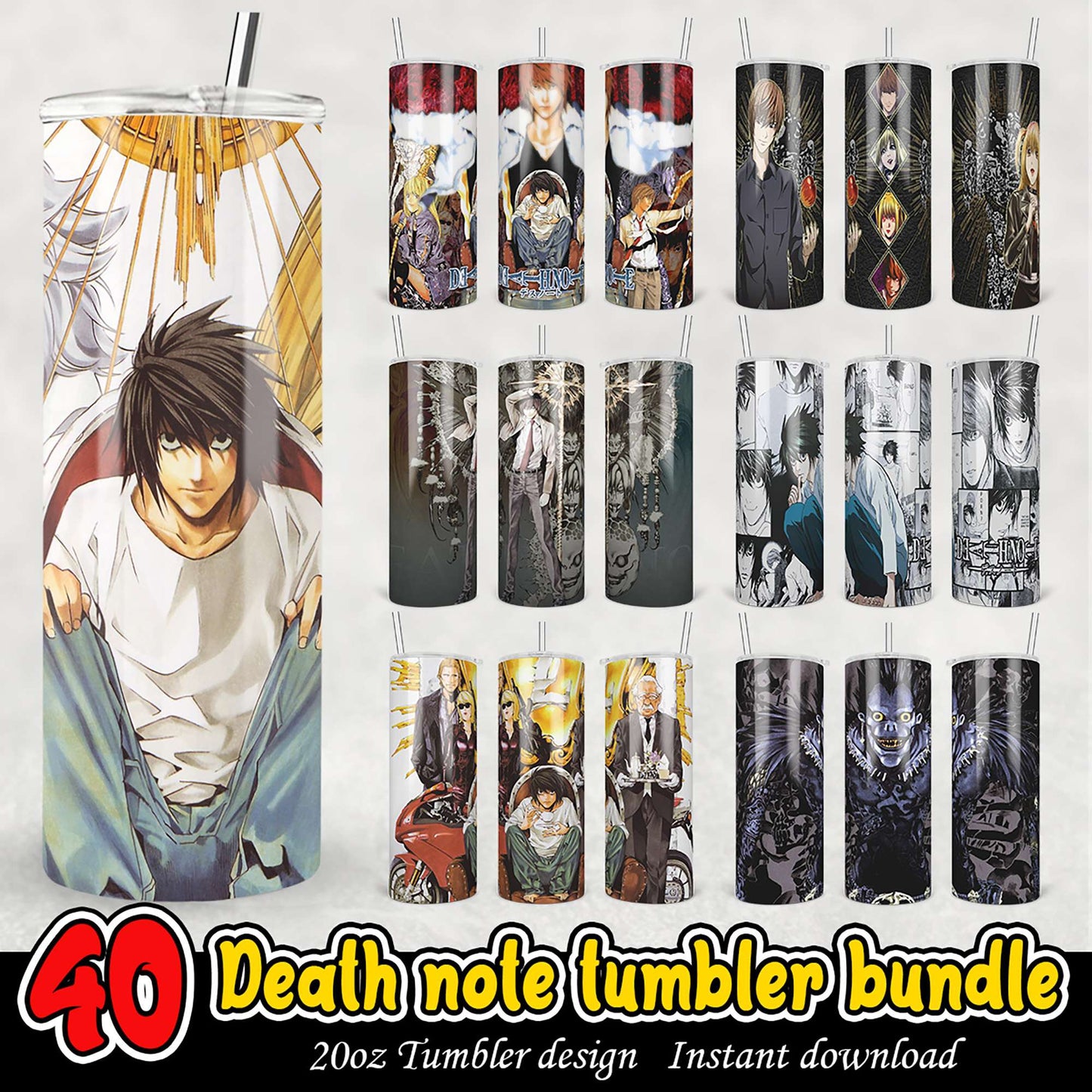 Death Note Tumbler Bundle 40 PNG Designs