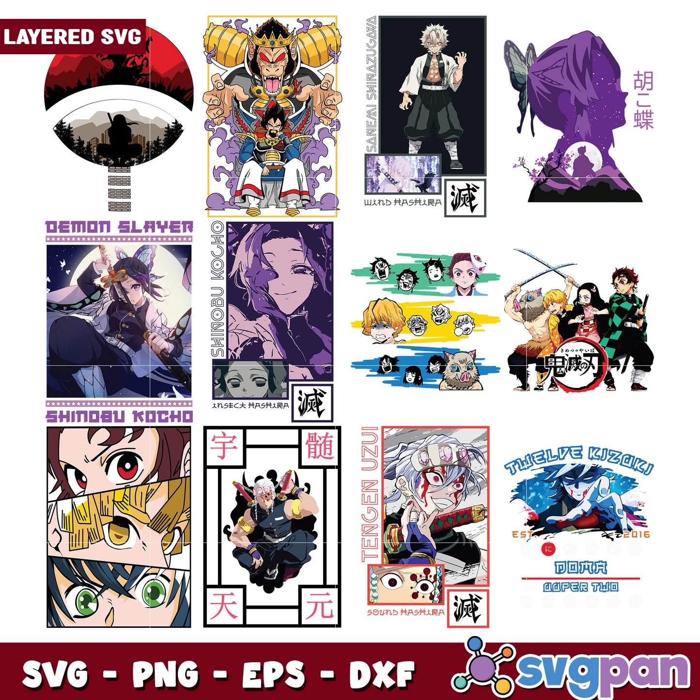 Demon Slayer SVG Bundle Layered PNG EPS DXF