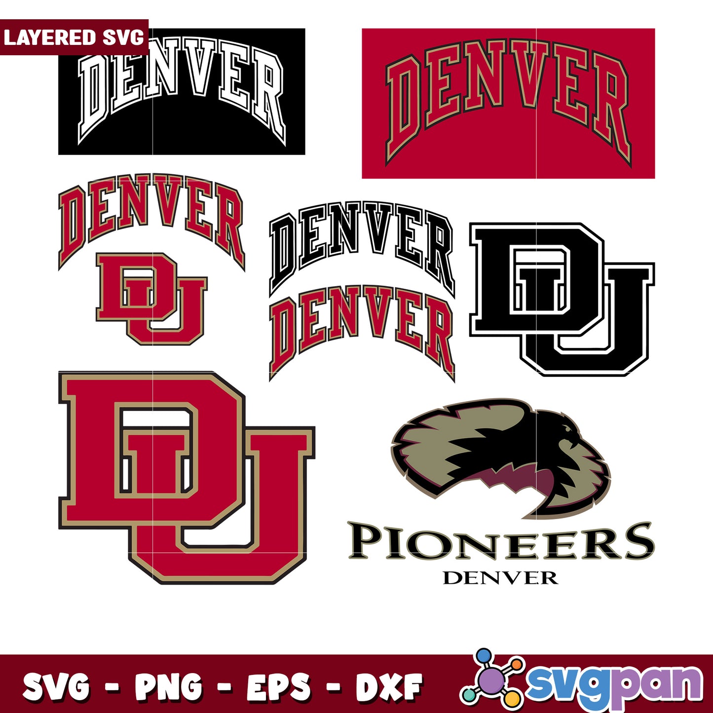 Denver University SVG Bundle Logos & Pioneers