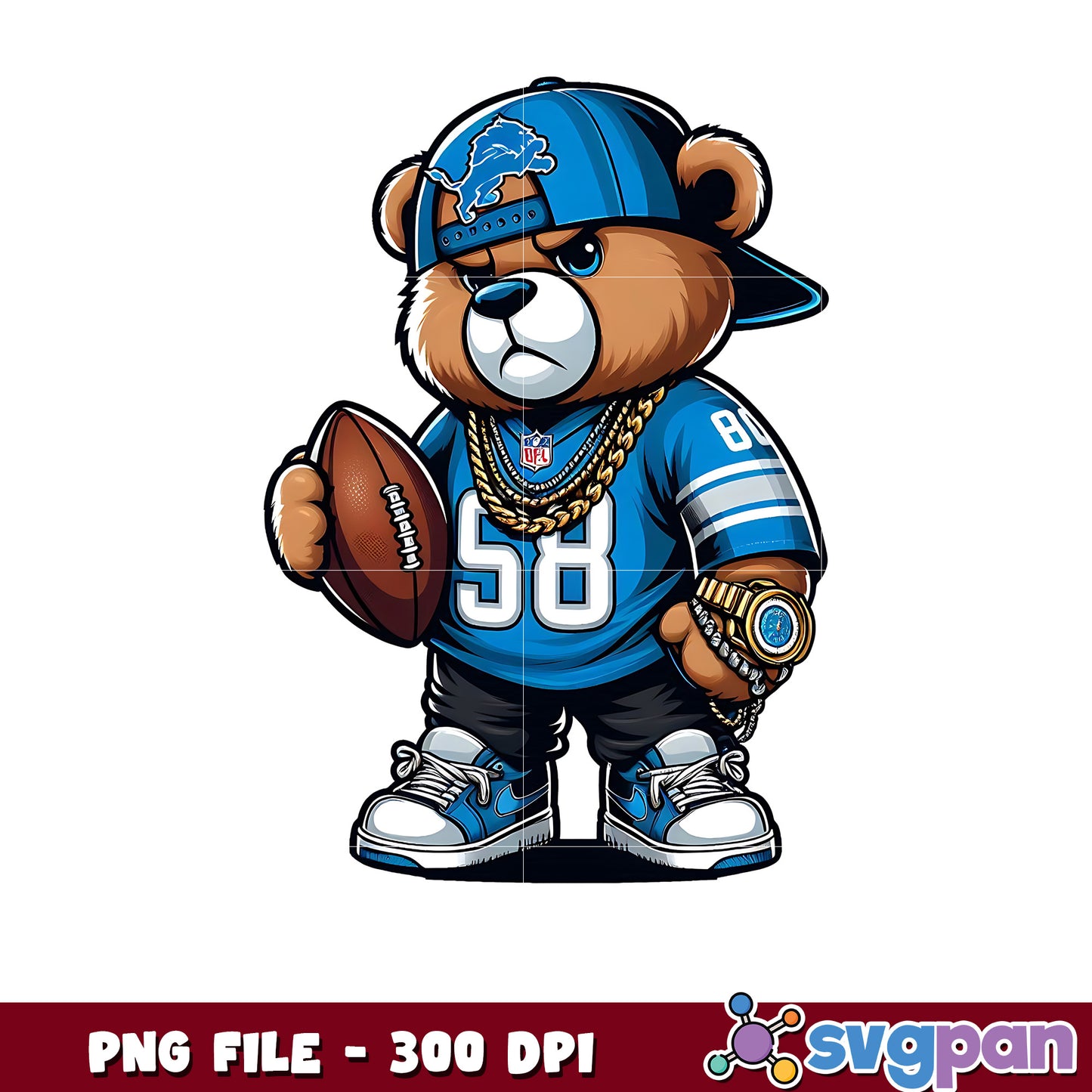 Detroit lions thug life bear png, nfl jerseys png, american rugby png