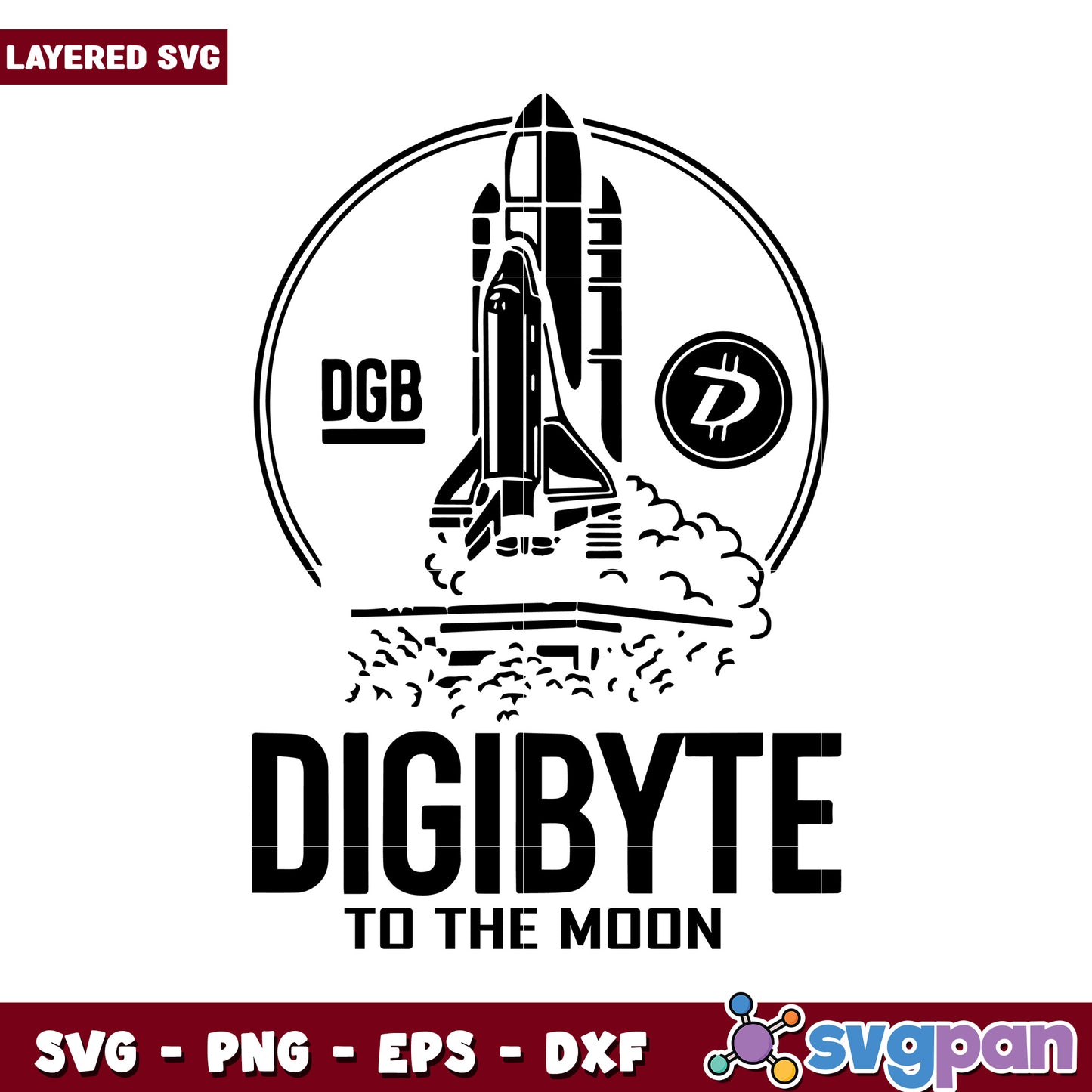 Digibyte Rocket Launch Design for SVG Projects, Perfect for Crafts