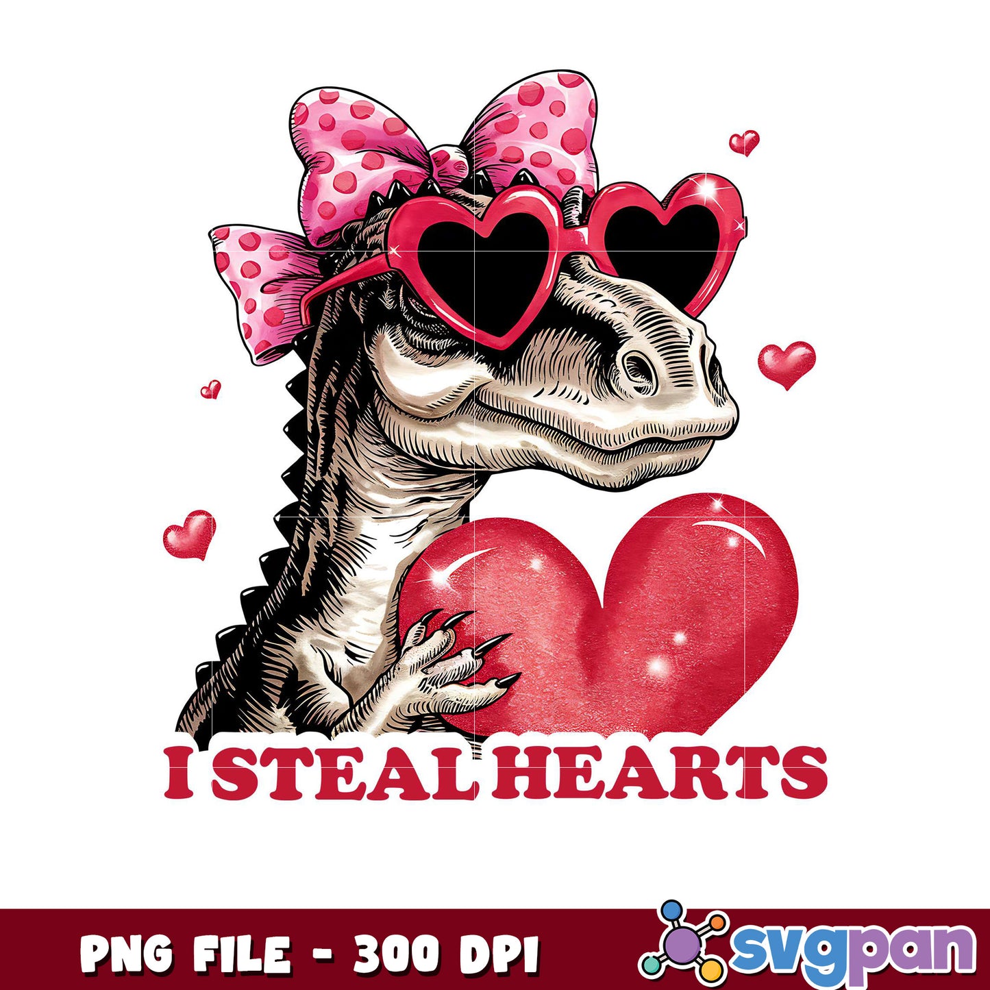 Dinosaur Love Art PNG, perfect for accessories and gifts