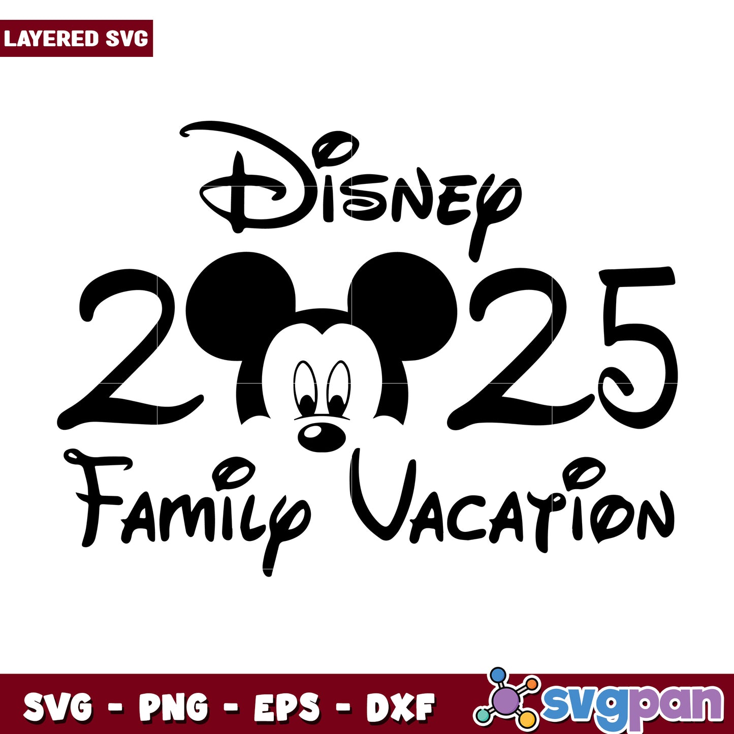 Disney 2025 family vacation svg, disney characters svg, disneyland svg