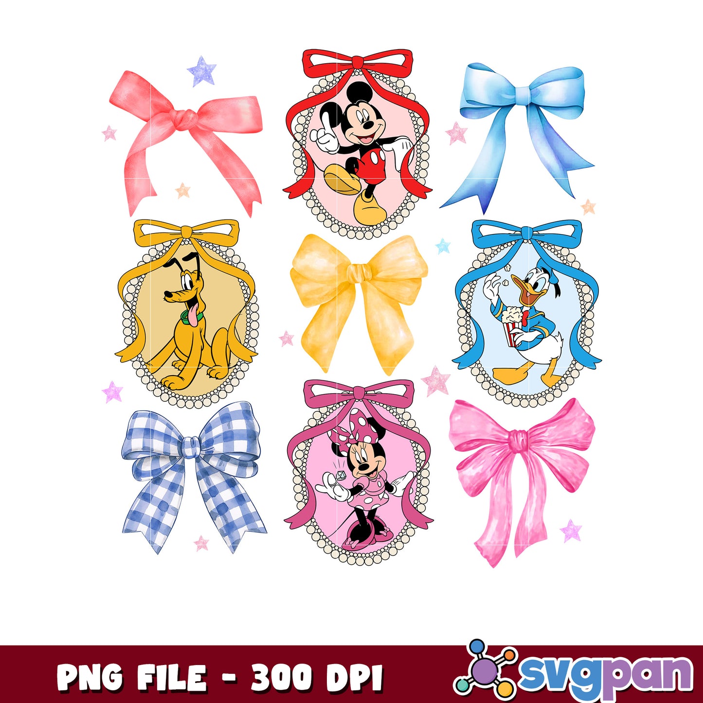 Disney Bow PNG Set Mickey Minnie Pluto