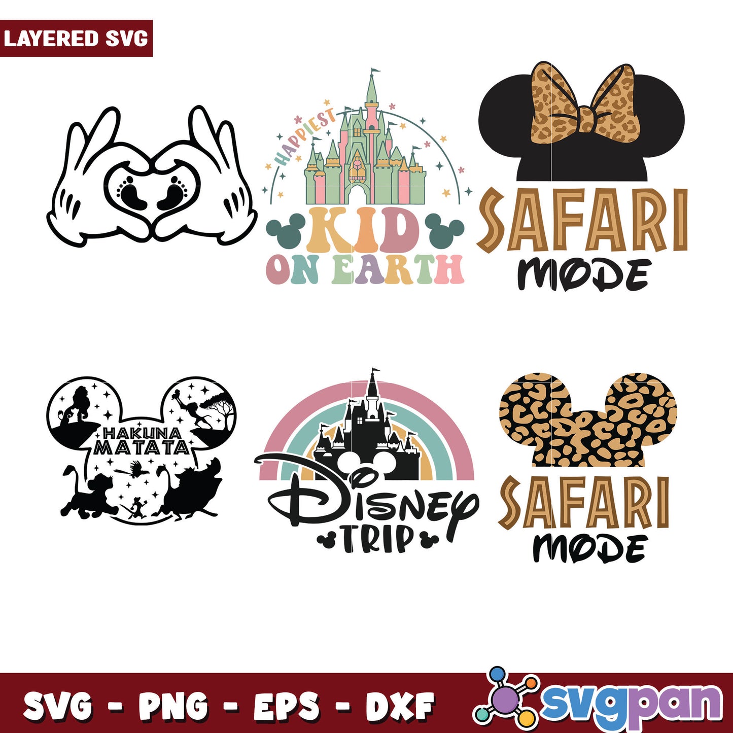 Disney Bundle SVG Happy Safari Kids Designs Pack