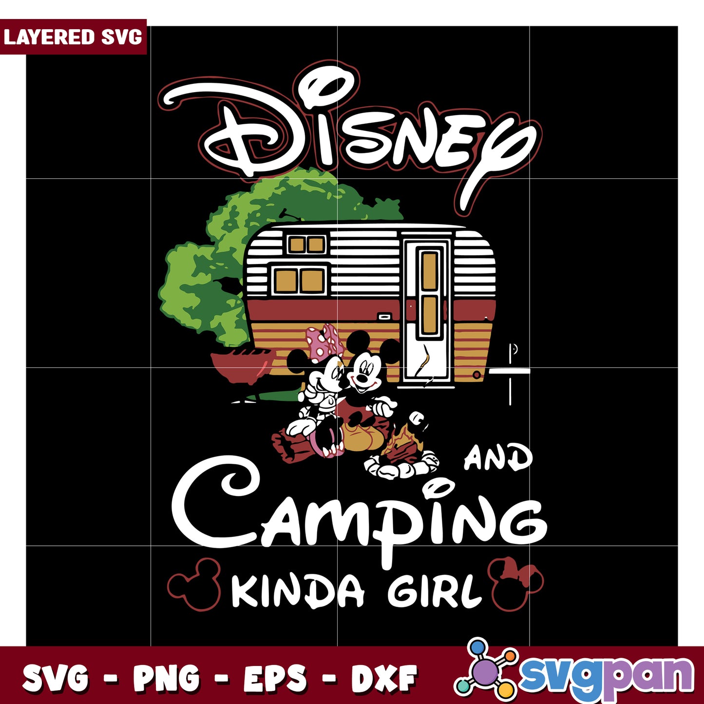 Disney Camping Kinda Girl SVG Design, Perfect for Crafts and Decor