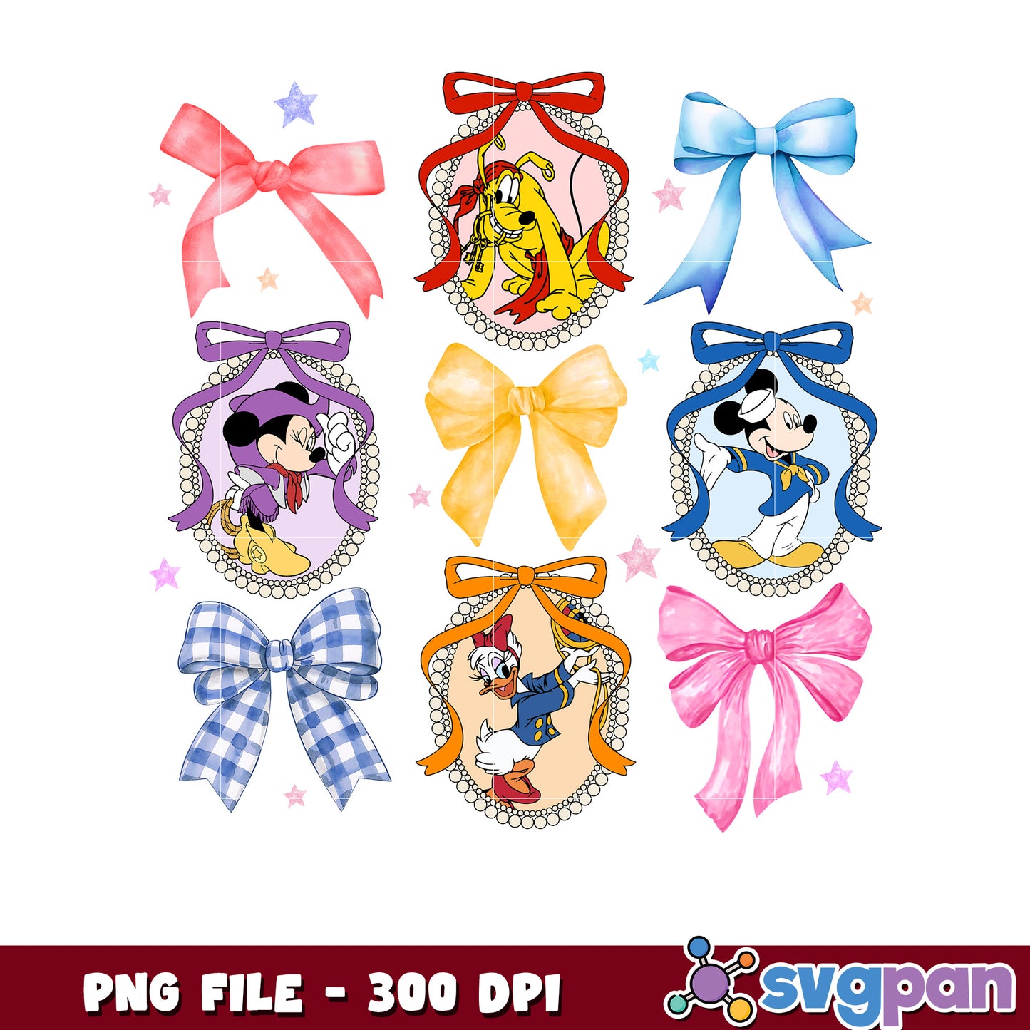 Disney Character Bow Designs for Fun Crafting Projects PNG
