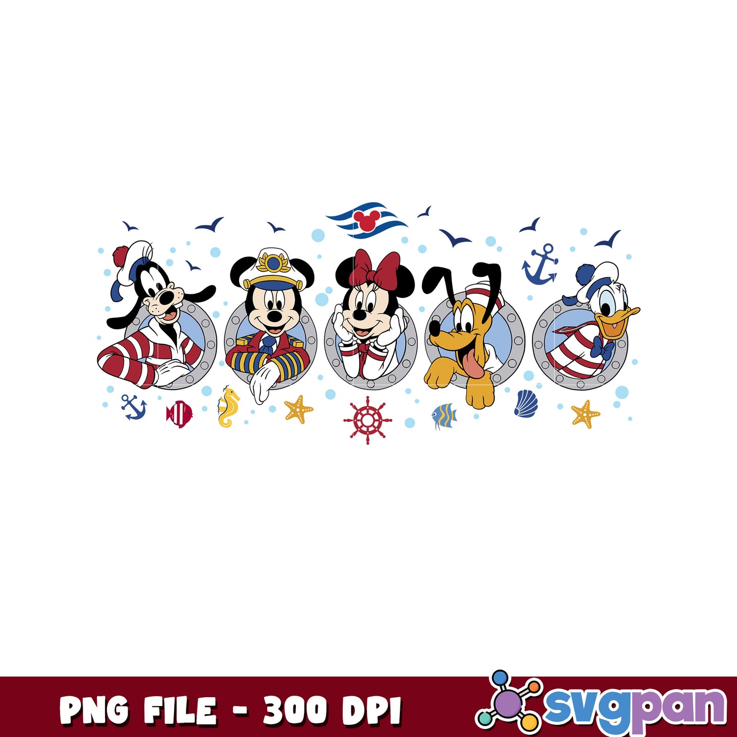 Disney Character Nautical Design PNG for Fun Crafts