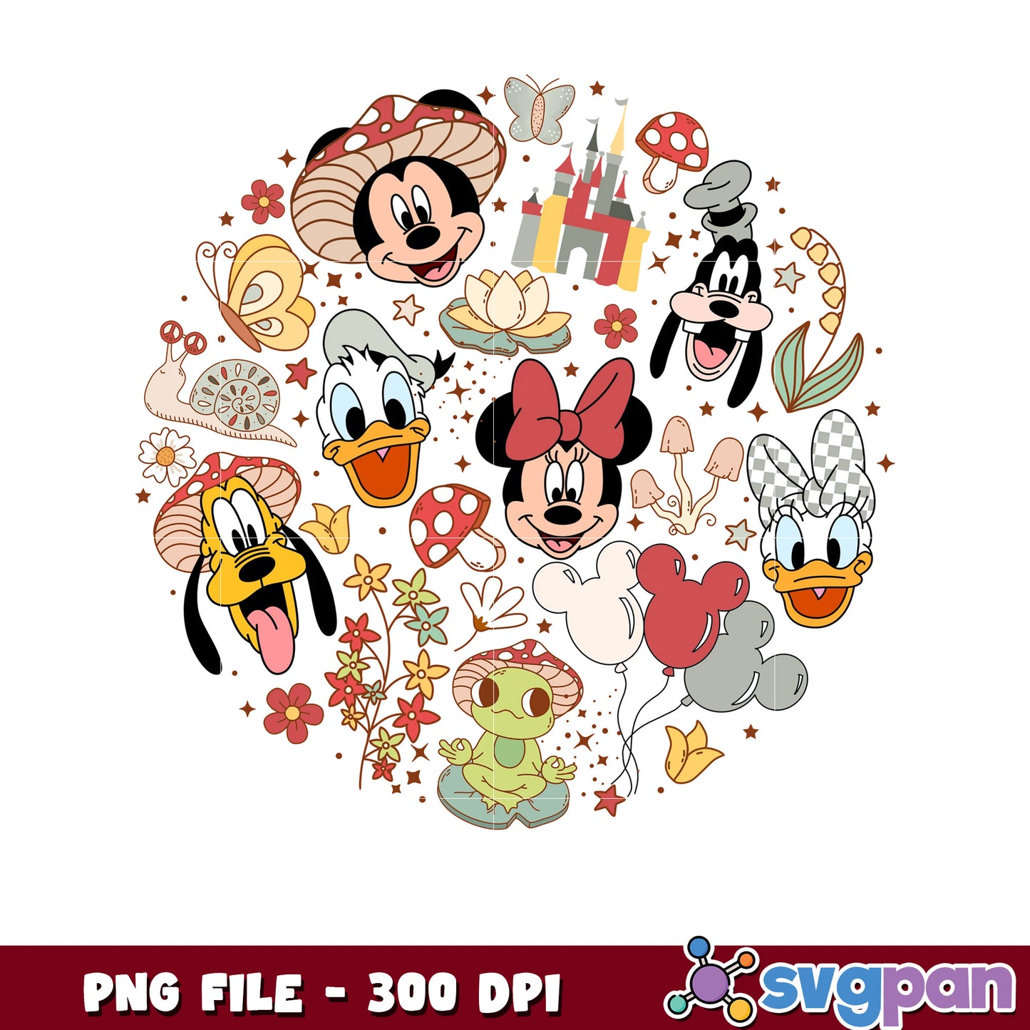 Disney Characters PNG Cute Cartoon Illustration