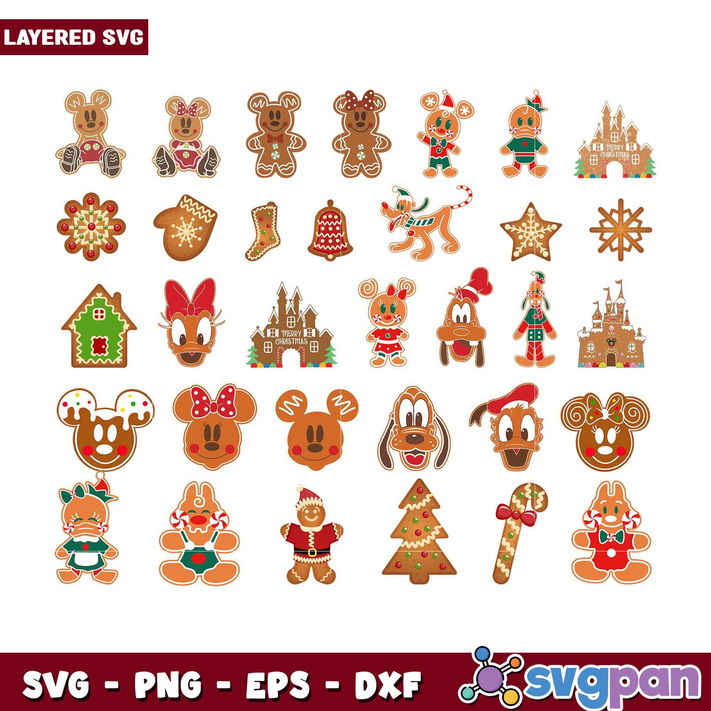 Disney Christmas Gingerbread SVG Bundle