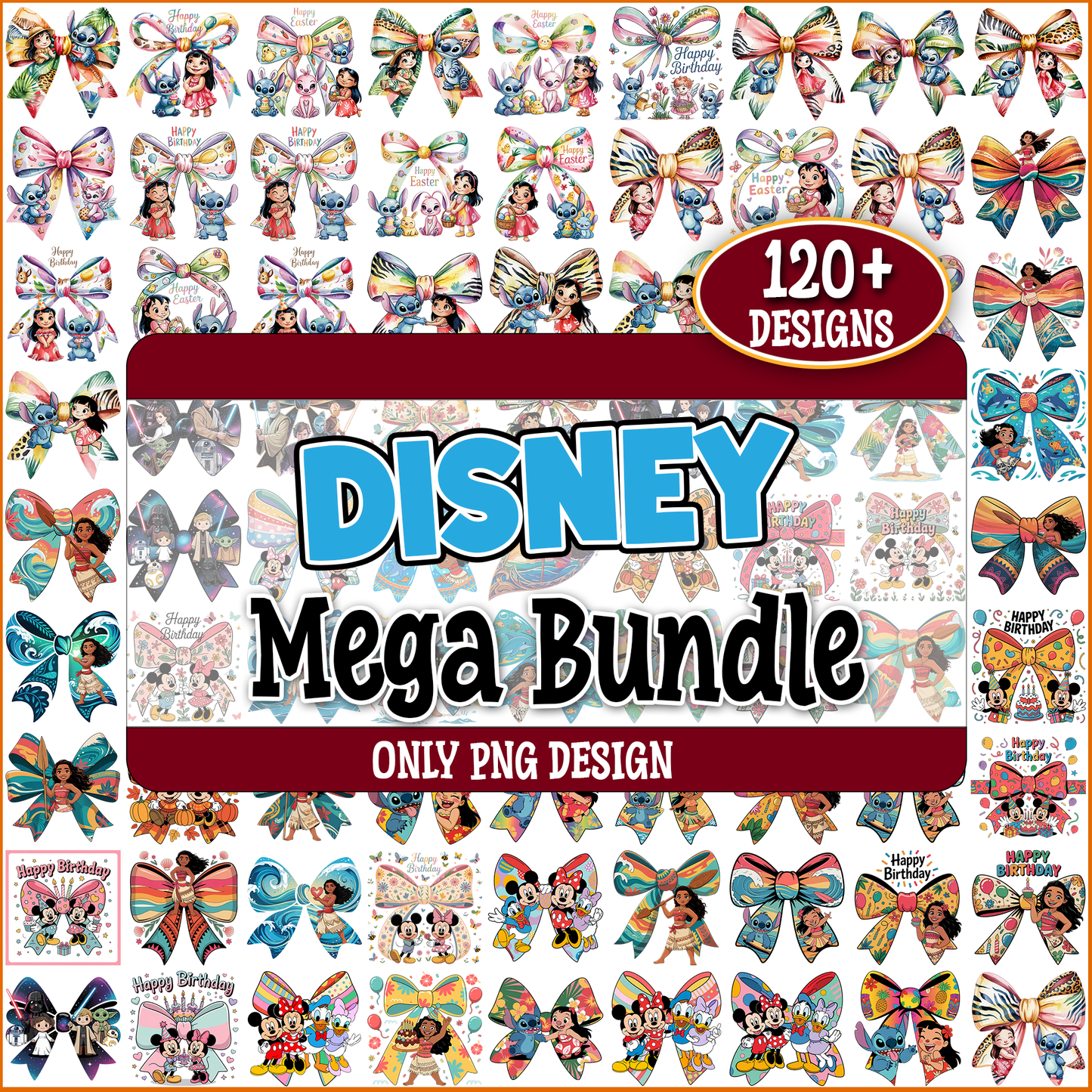 Disney Colorful Bowtie png bundle